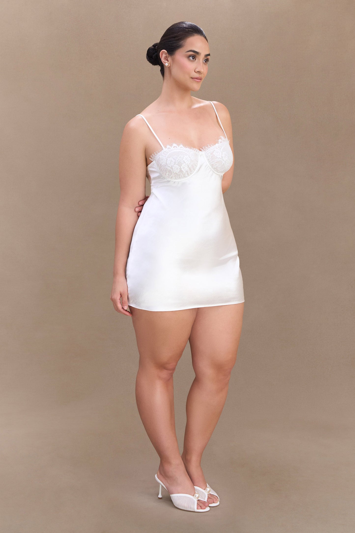 Scarlett Satin Slip Mini Dress - Ivory