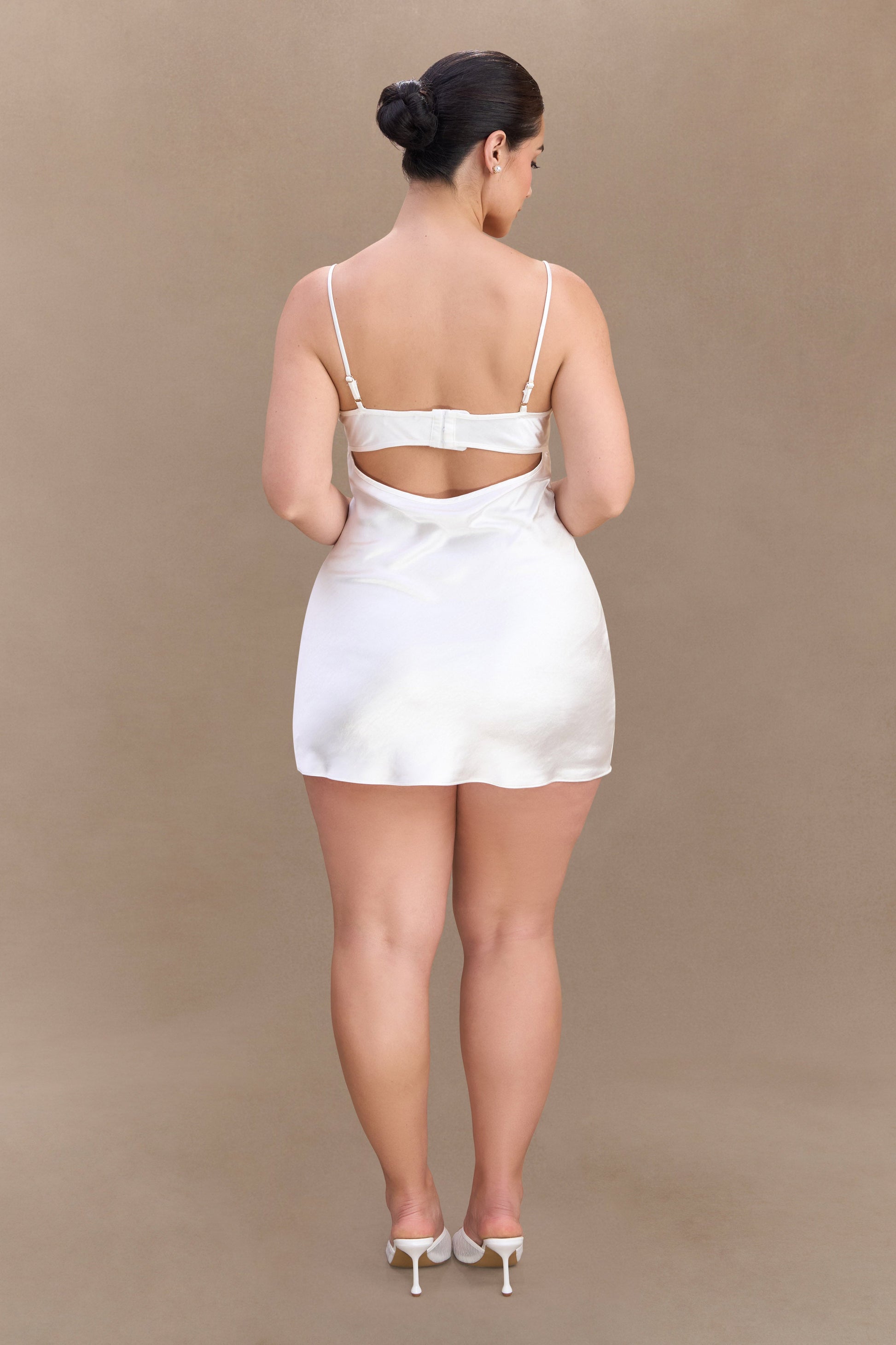Scarlett Satin Slip Mini Dress - Ivory #8