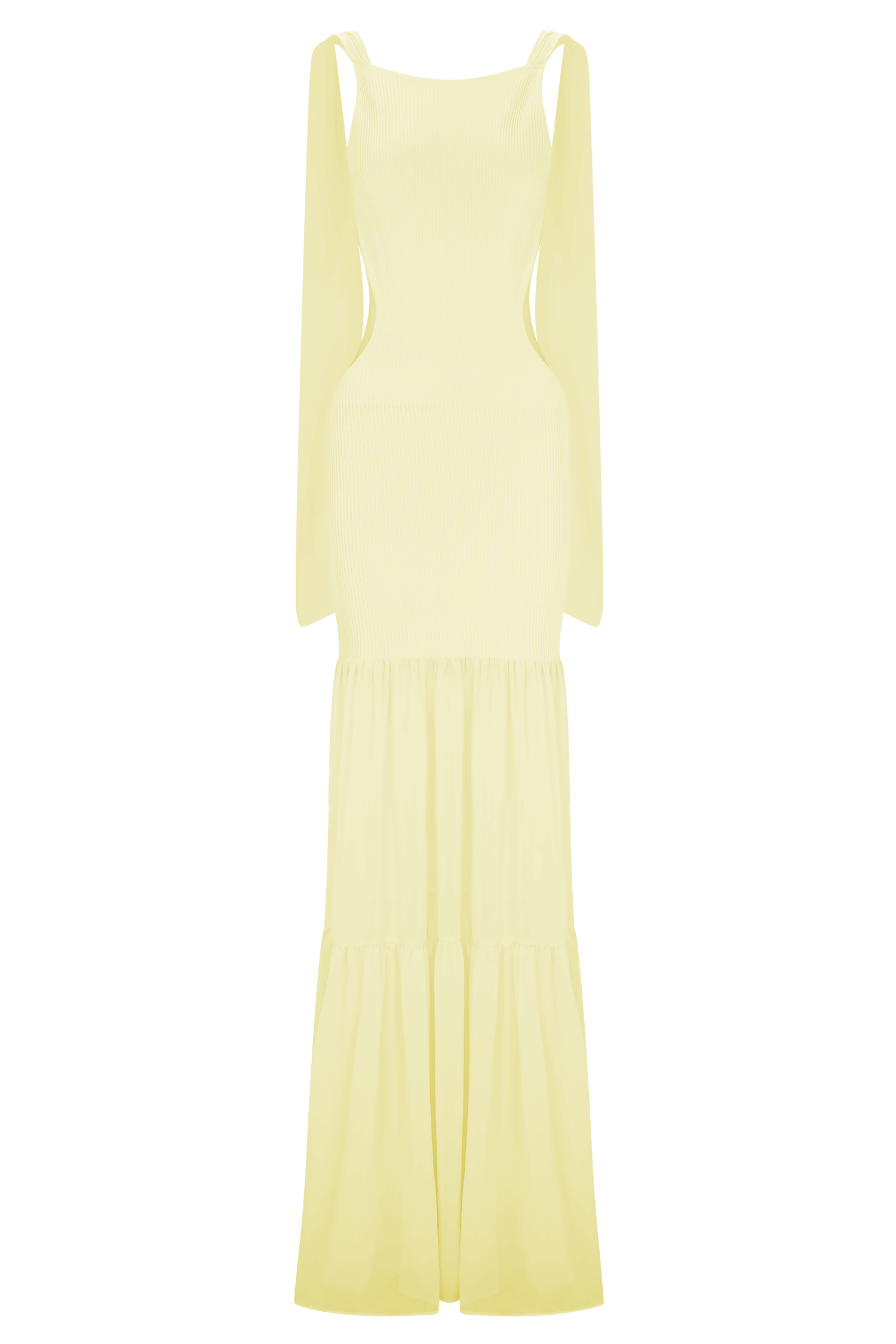 Haille Knit Chiffon Maxi Dress - Lemon #7