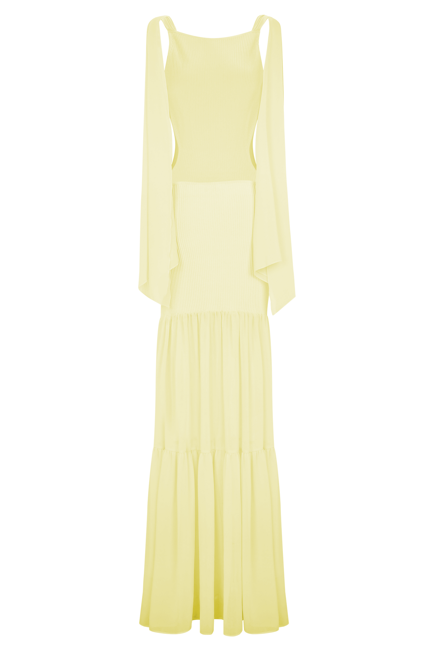 Haille Knit Chiffon Maxi Dress - Lemon