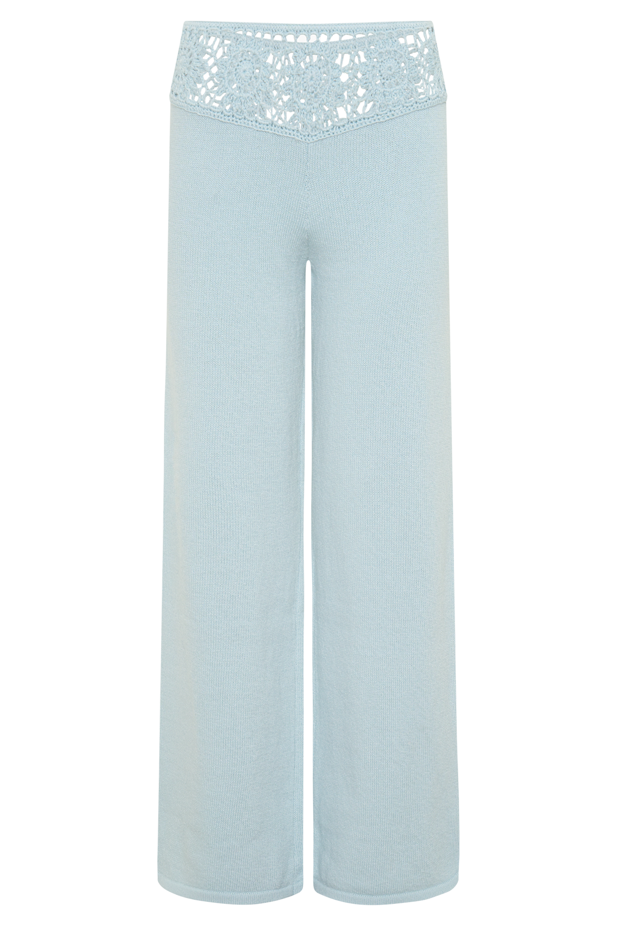 Miley Crochet Waistband Straight Leg Pant - Pale Aqua