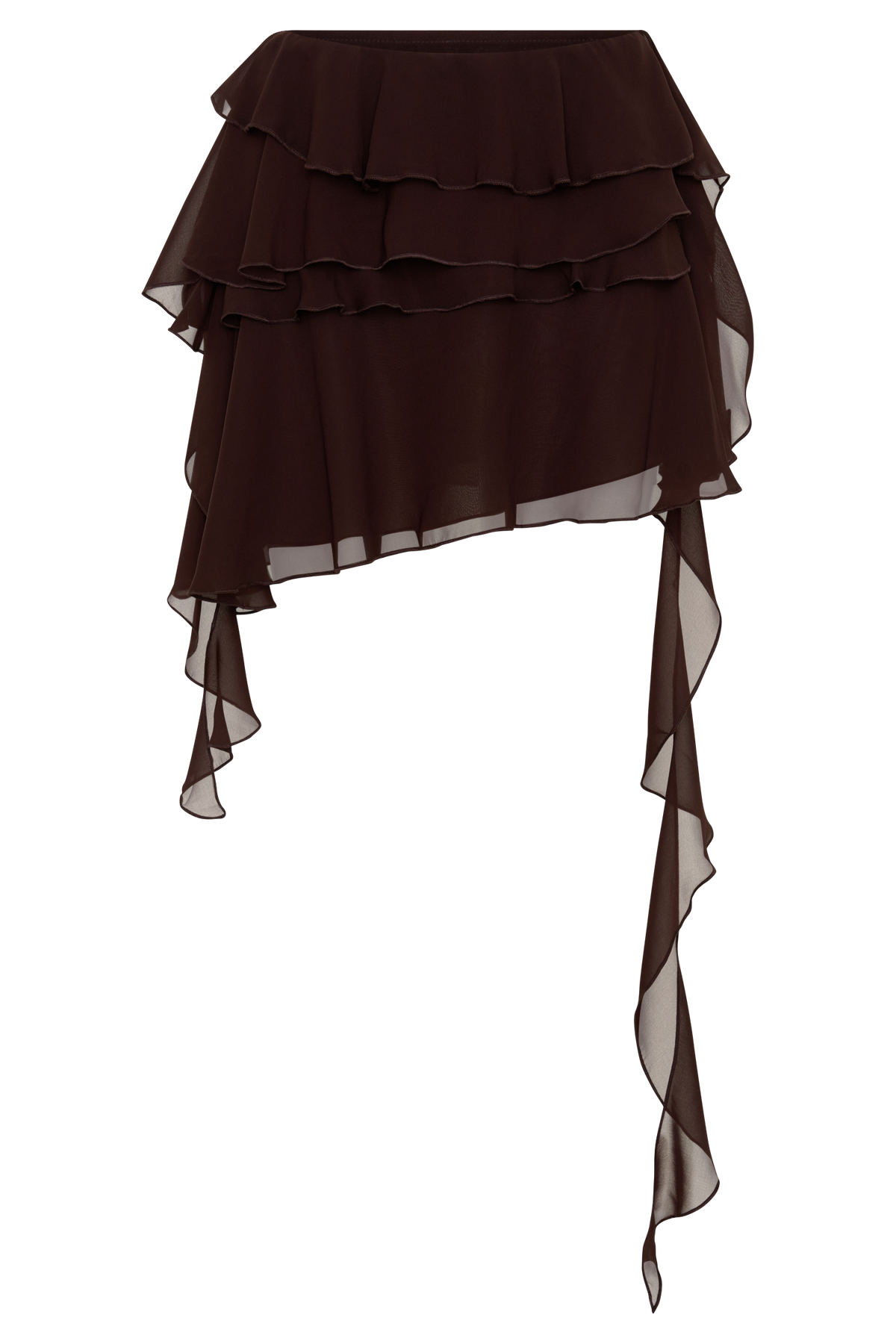 Nora Chiffon Layered Mini Skirt - Cacao Brown