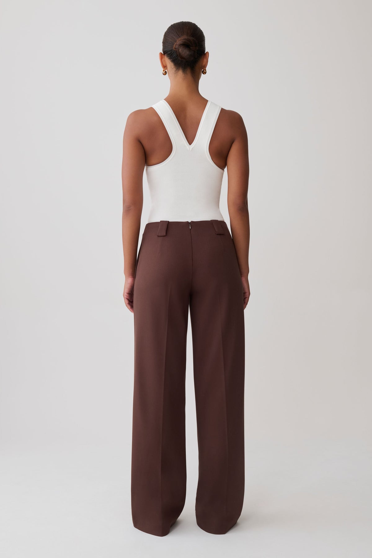 Katherine Suiting Straight Leg Pants - Dark Chocolate