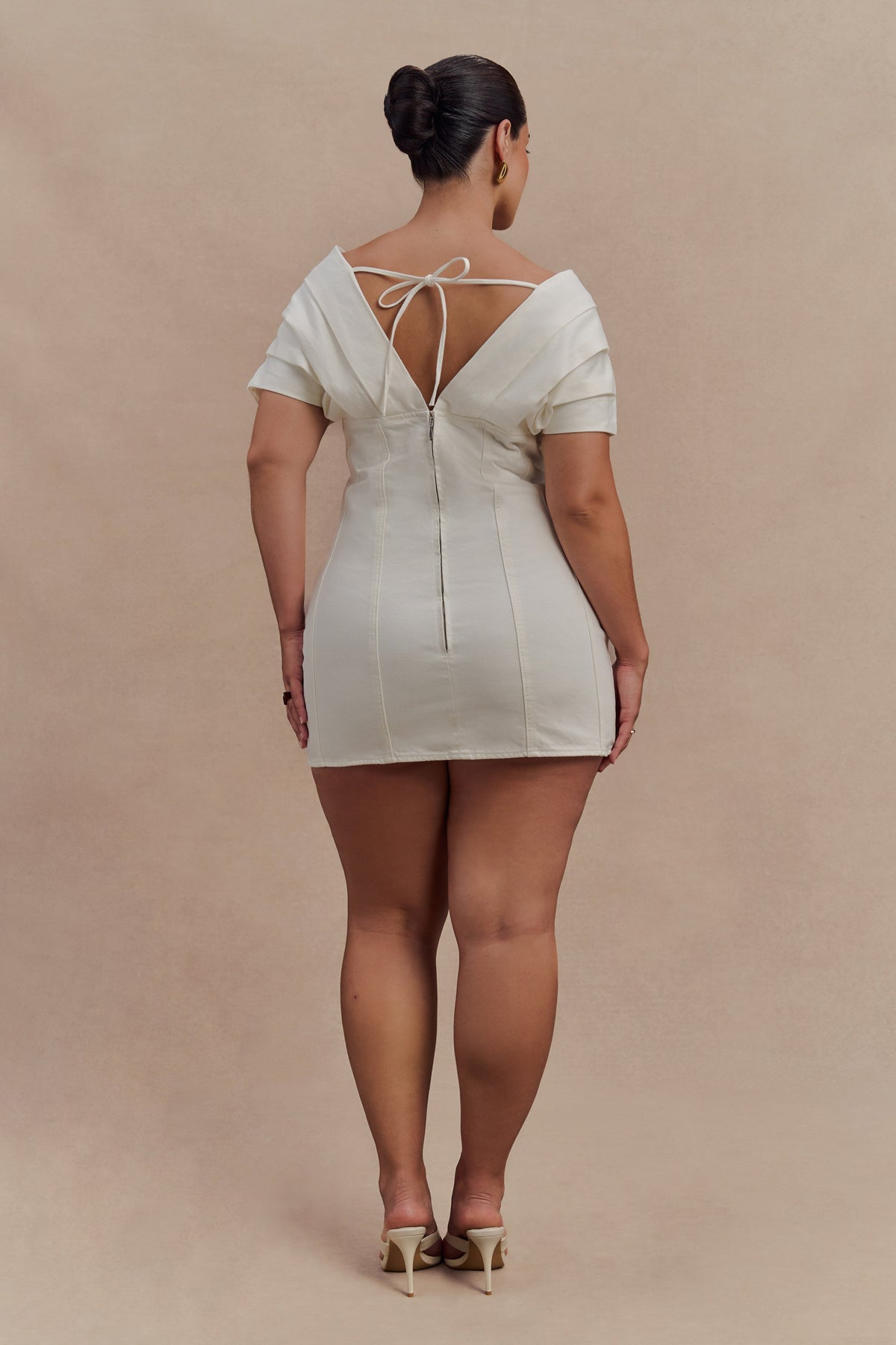 Pascale Off Shoulder Denim Mini Dress - White