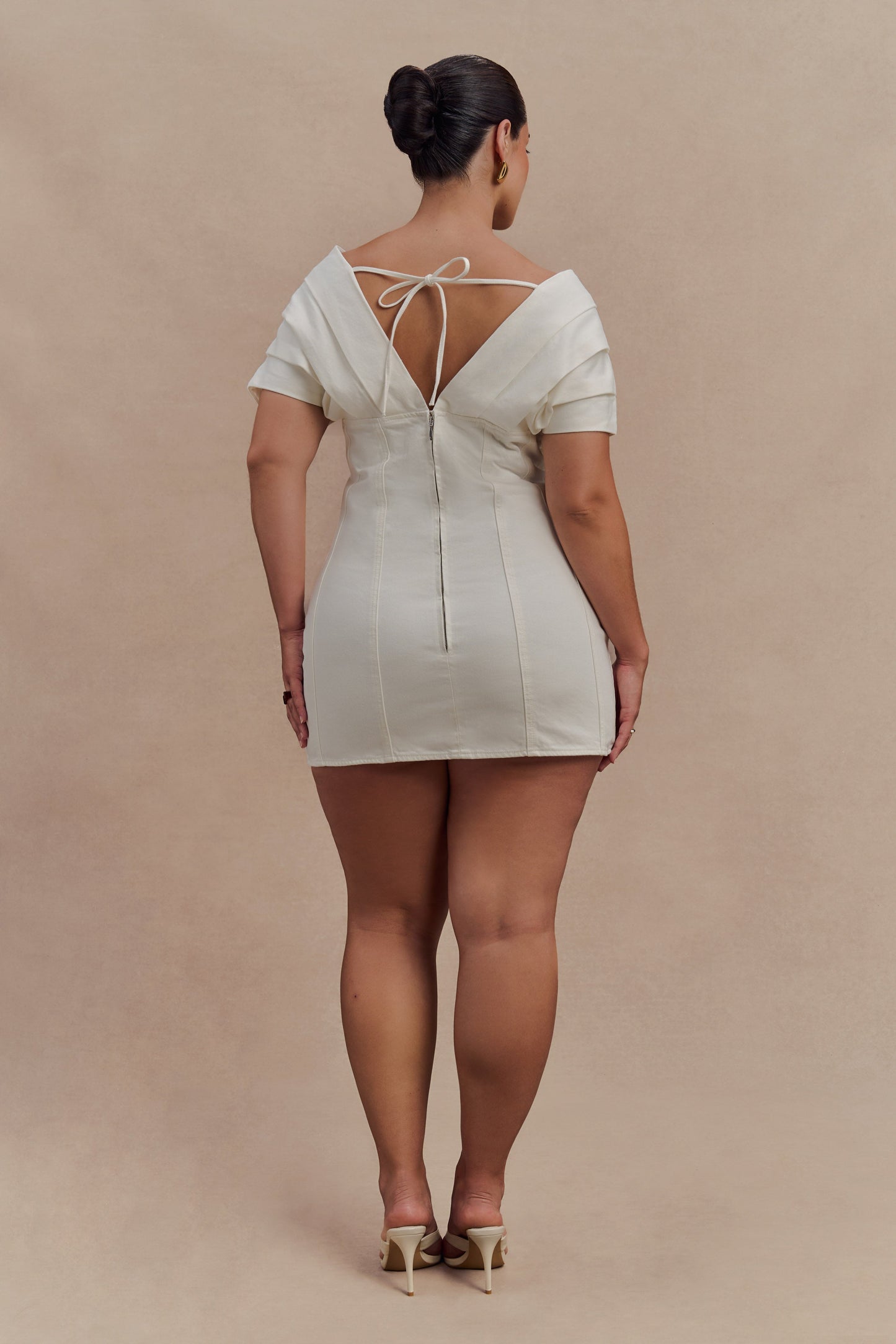 Pascale Off Shoulder Denim Mini Dress - White