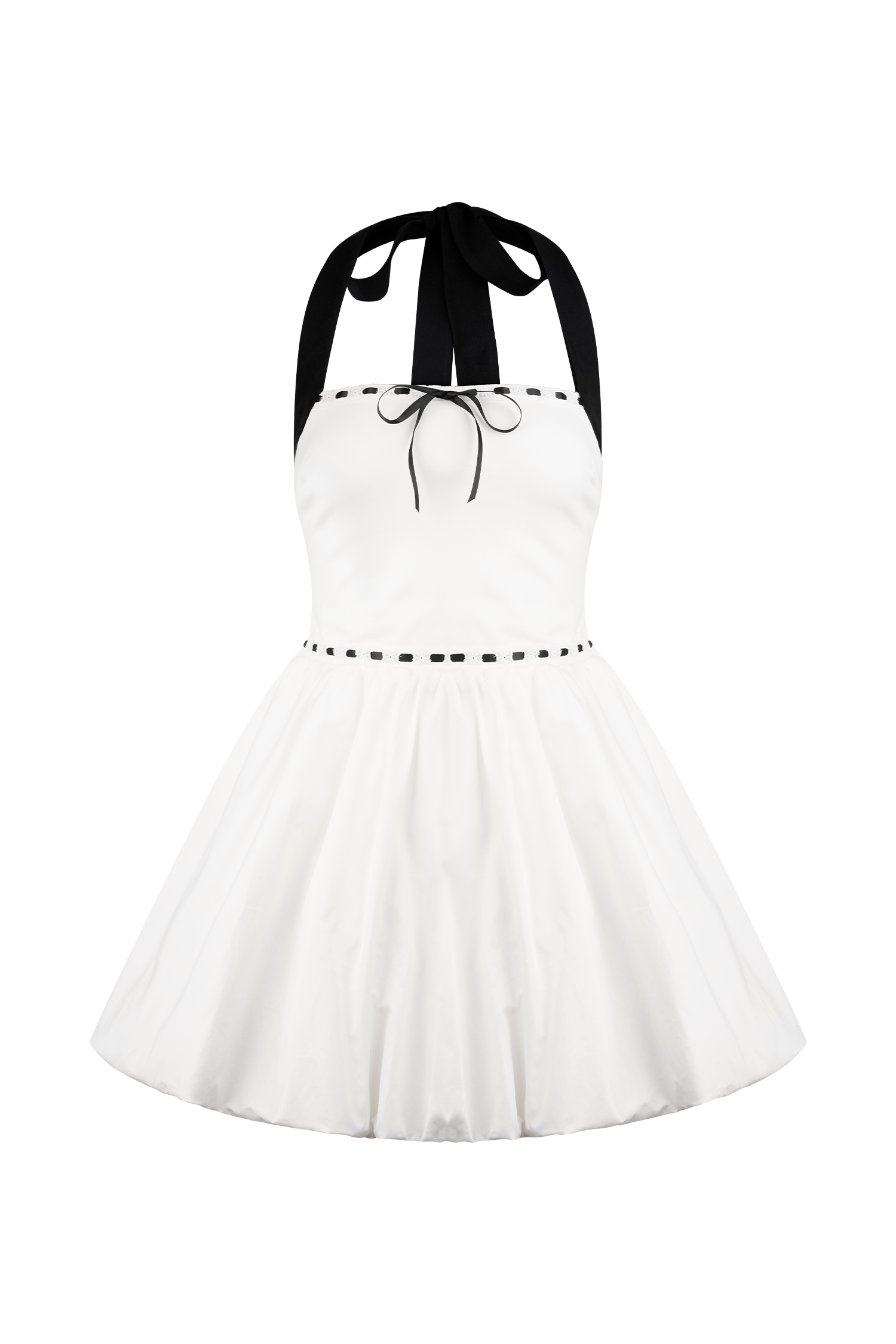 Queenie Halter Bubble Mini Dress - Black/White #11