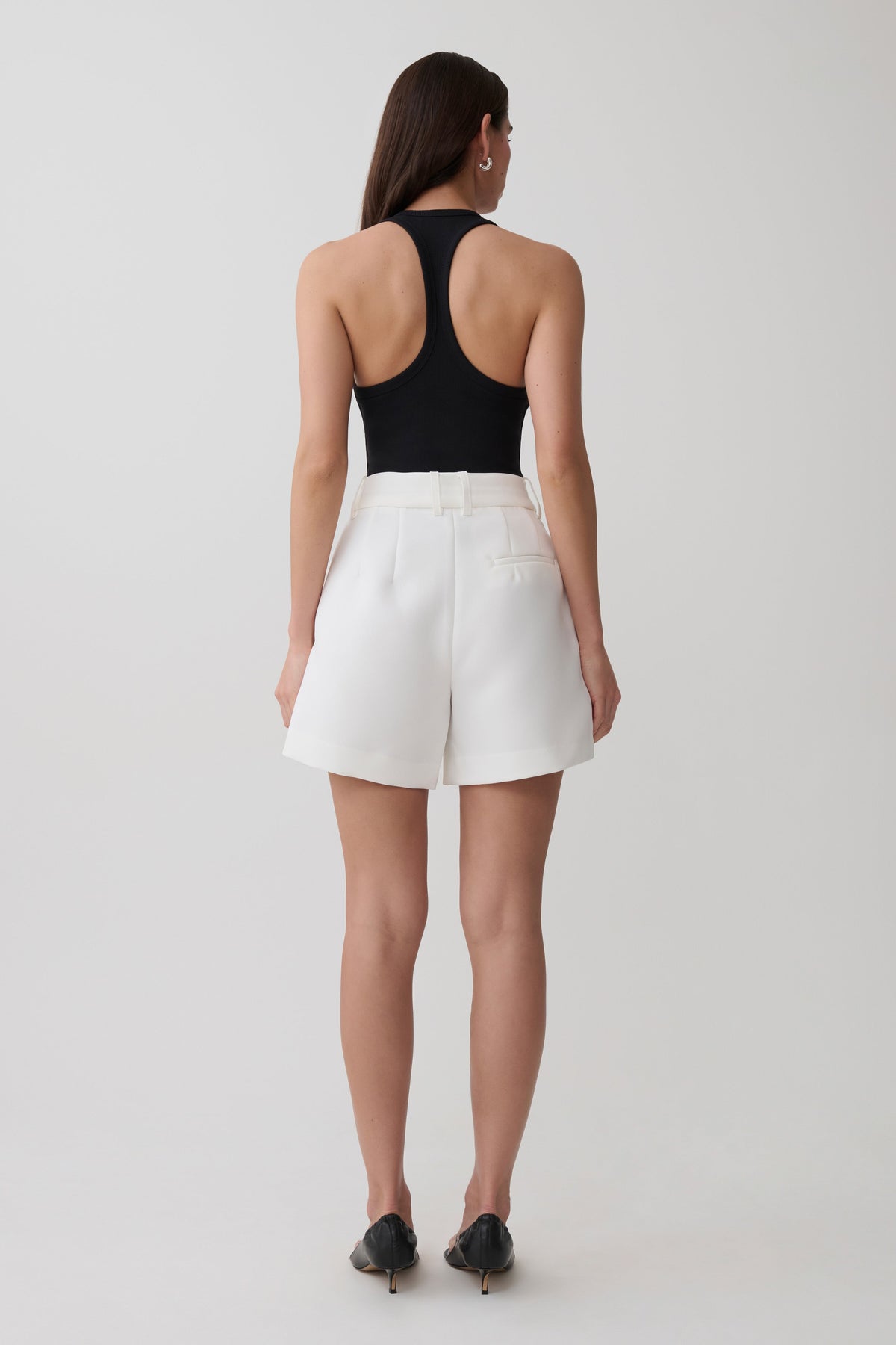 Dominique Pleated Suiting Shorts - Ivory