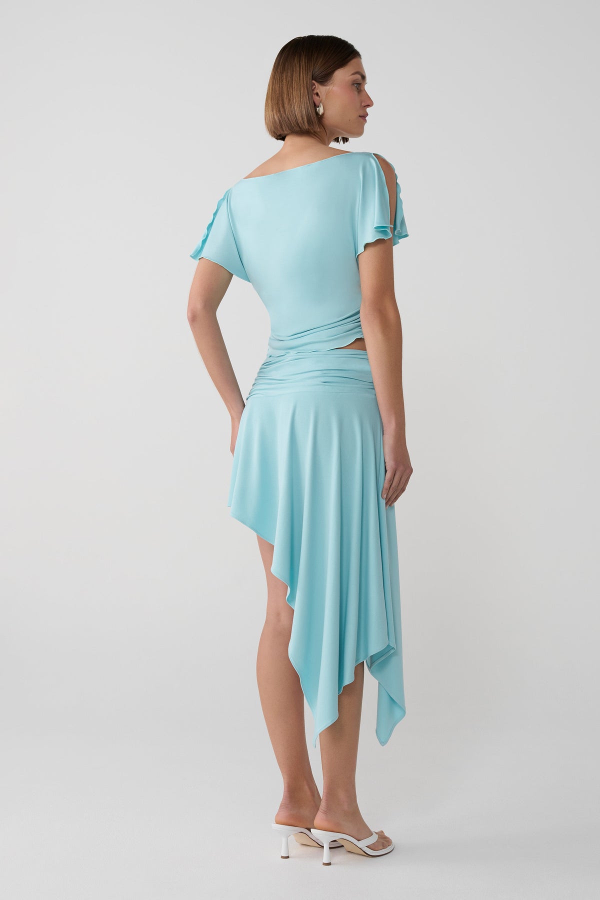 Talise Modal Hankie Midi Skirt - Aqua Blue