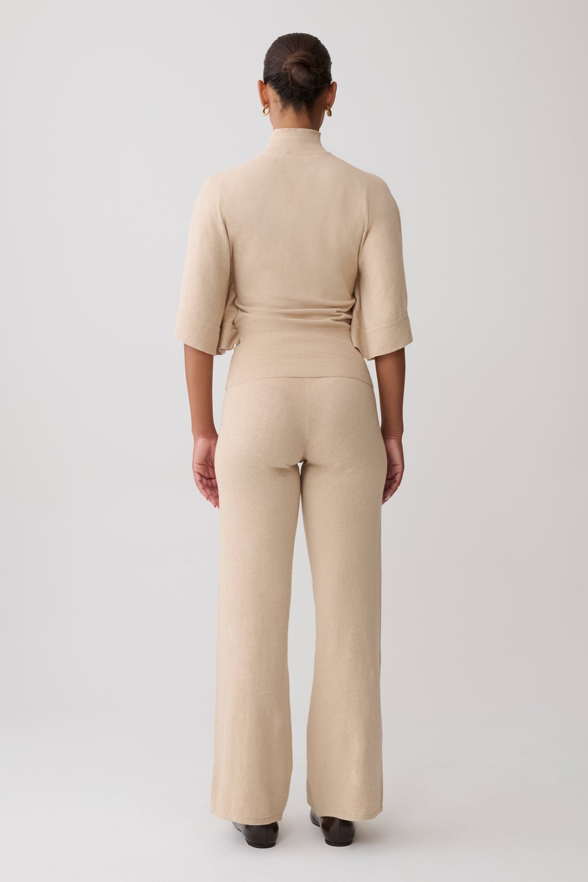 Helania High Neck Knit Top - Oat Marle