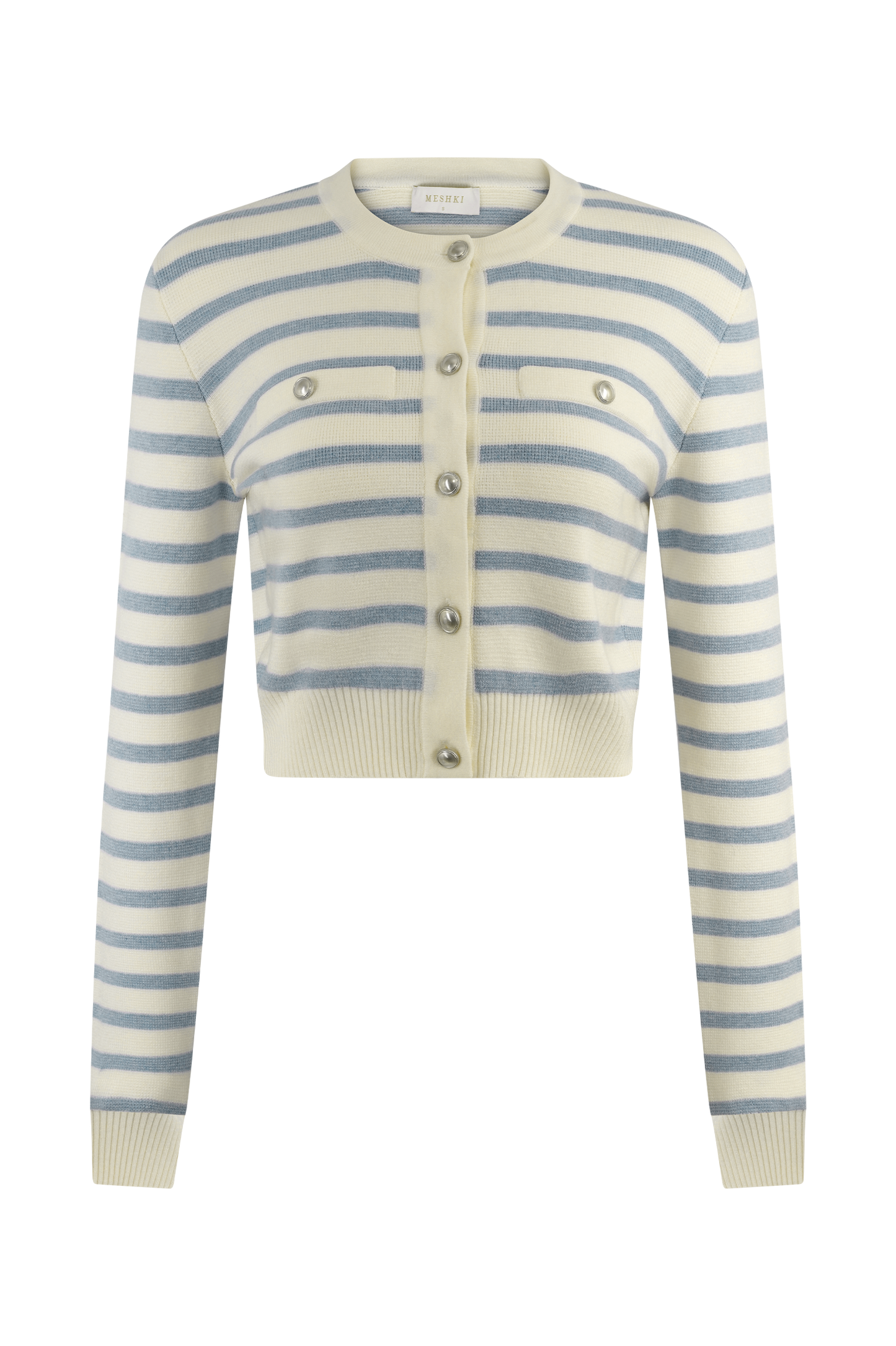 Tanner Striped Knit Cardigan - Light Blue/White