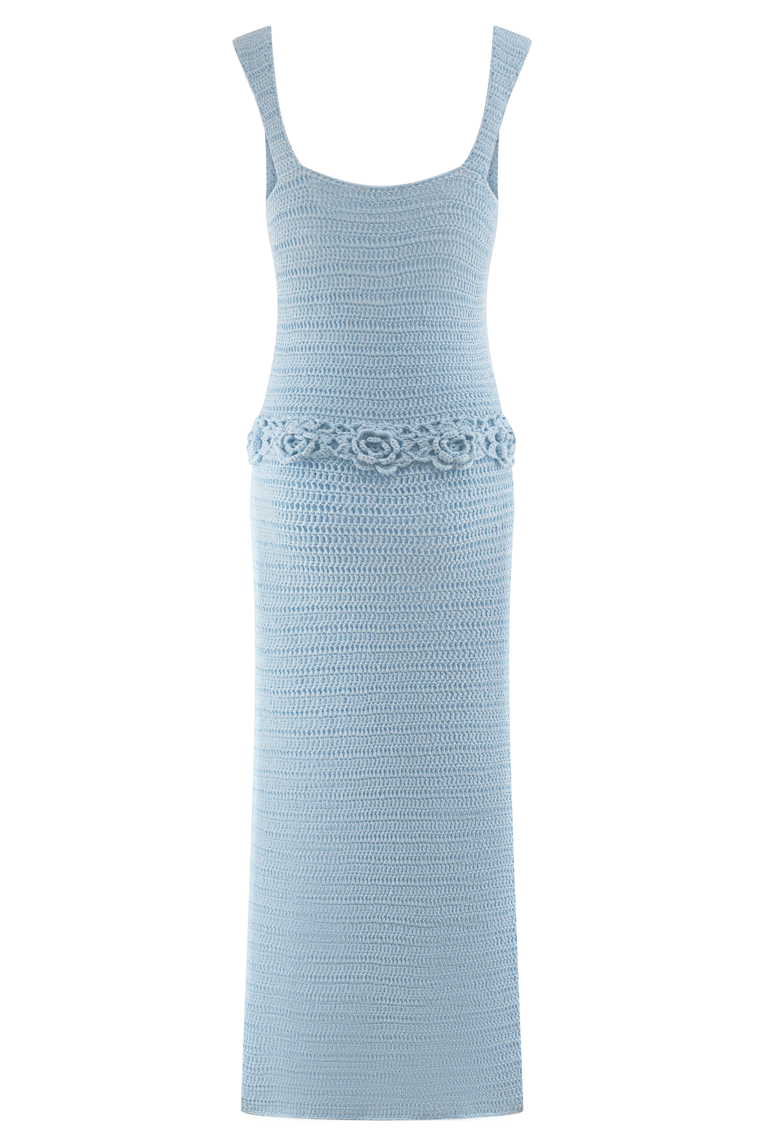 Teagan Floral Hand Crochet Midi Dress - Blue #6