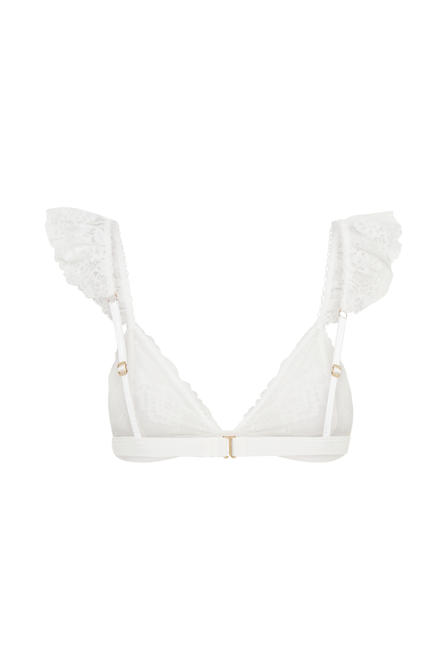 Anniston Lace Frill Triangle Bralette - White #11