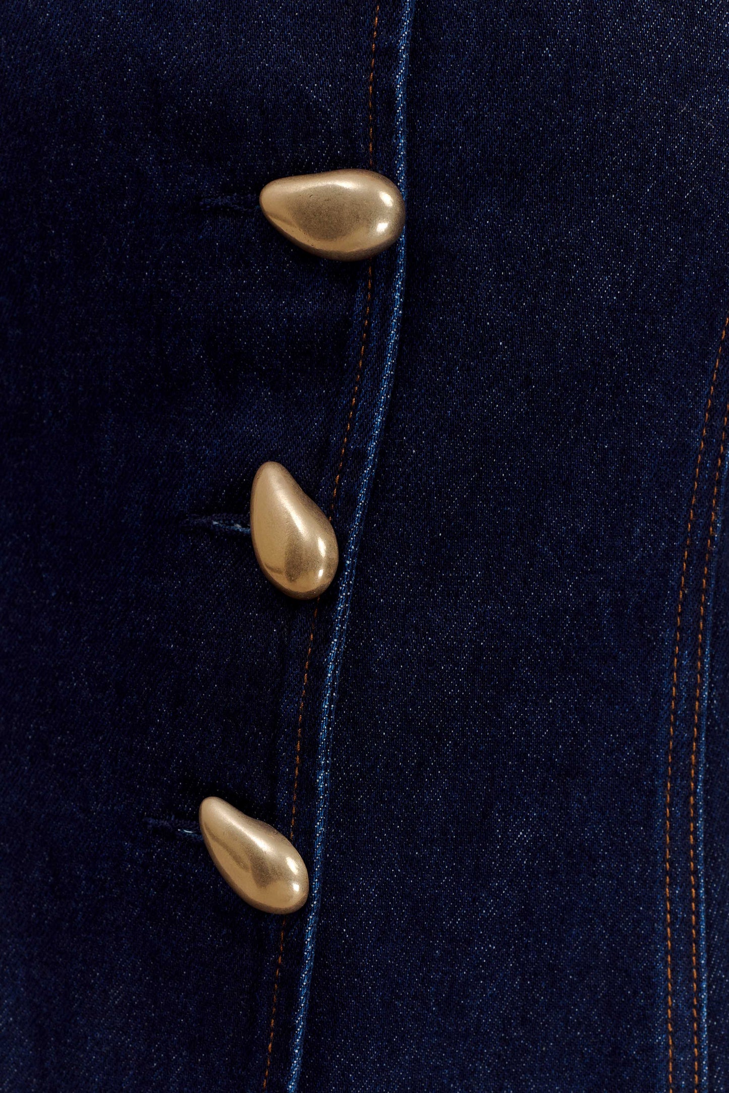 Lennox Strapless Long Line Button Top - Indigo Blue