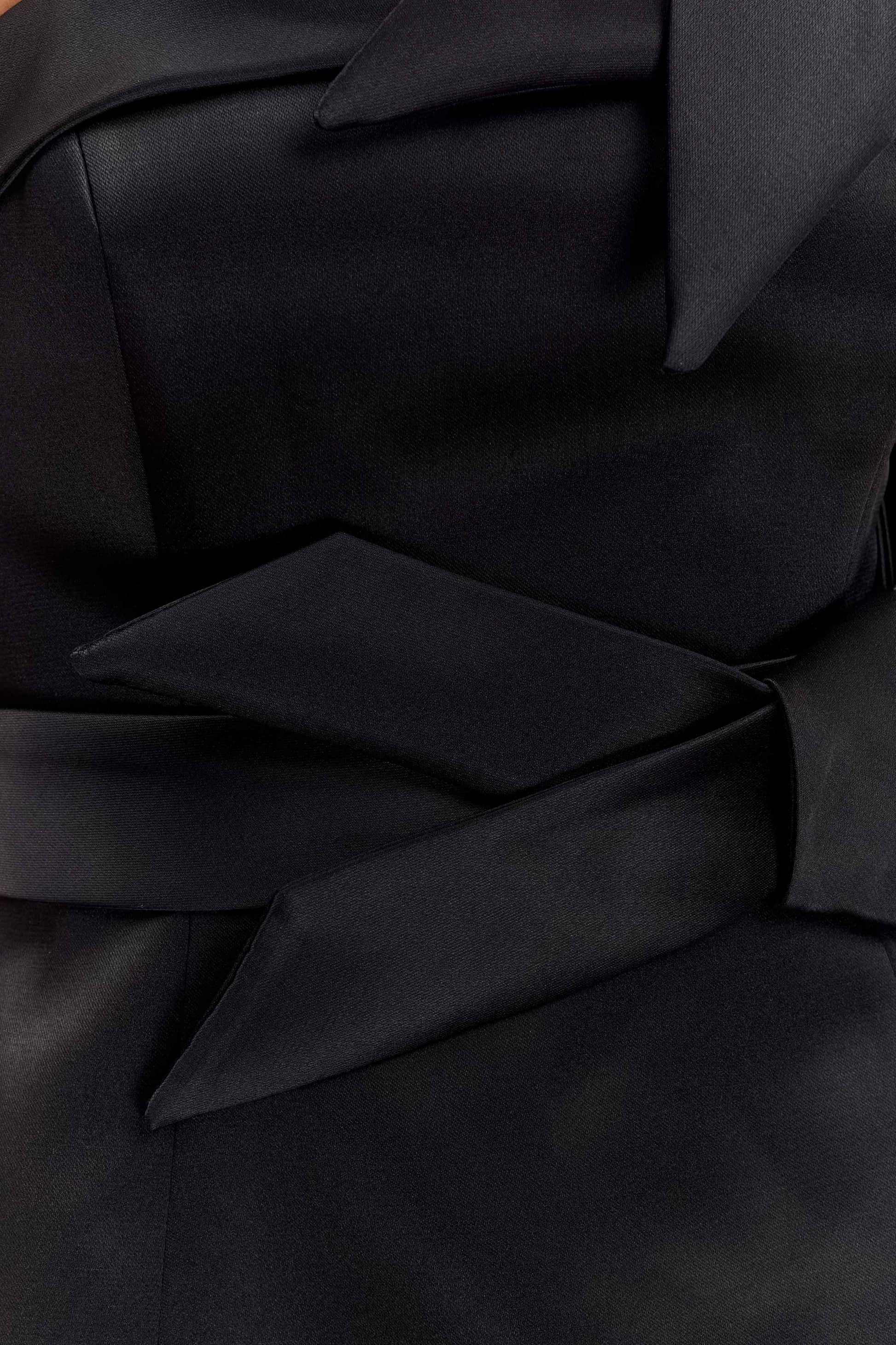 Tatiana Satin Strapless Bow Mini Dress - Black #8