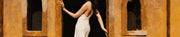 Image of white shirring top strapless cotton maxi dress