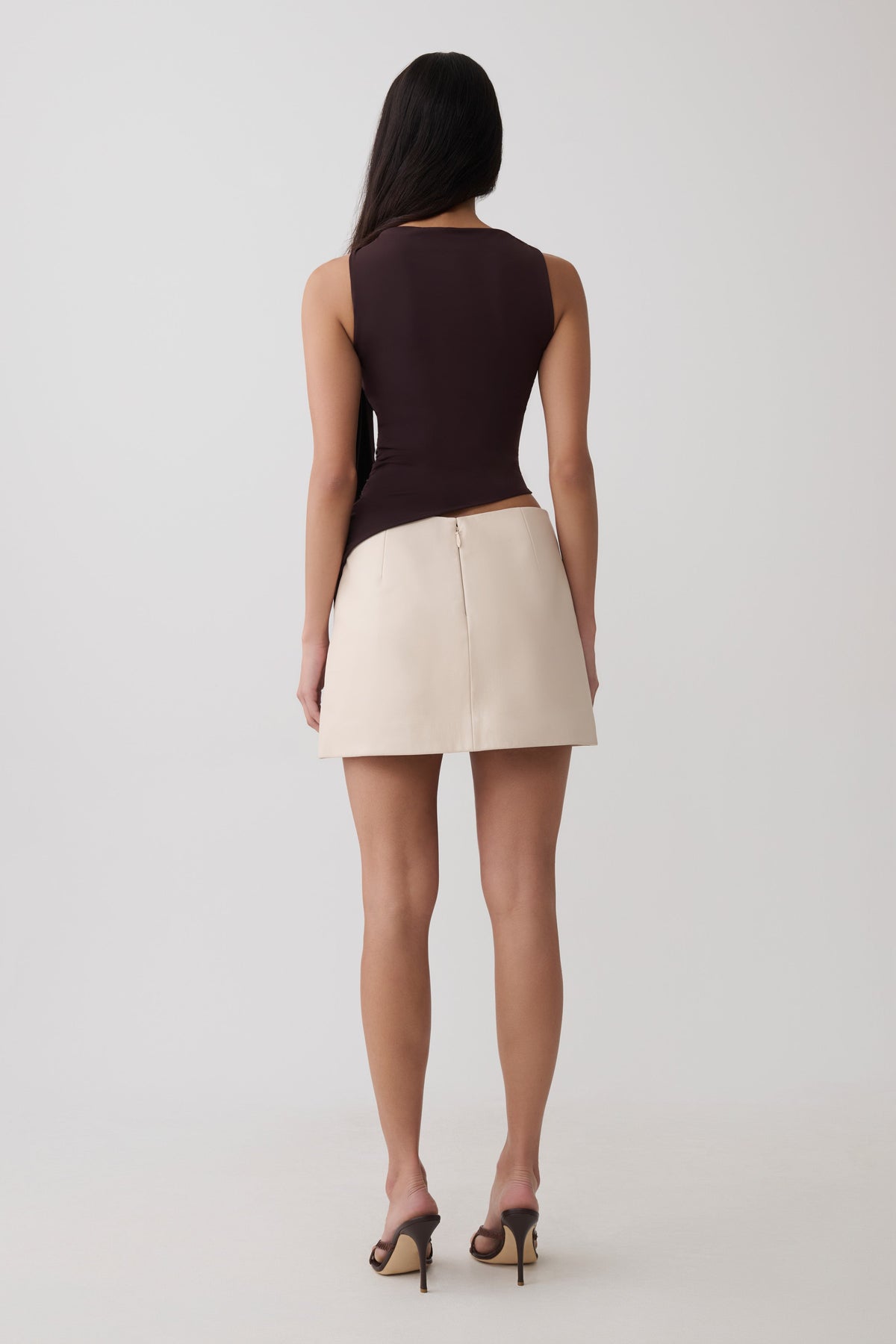 Amabel Gather Knot Sleeveless Top - Chocolate
