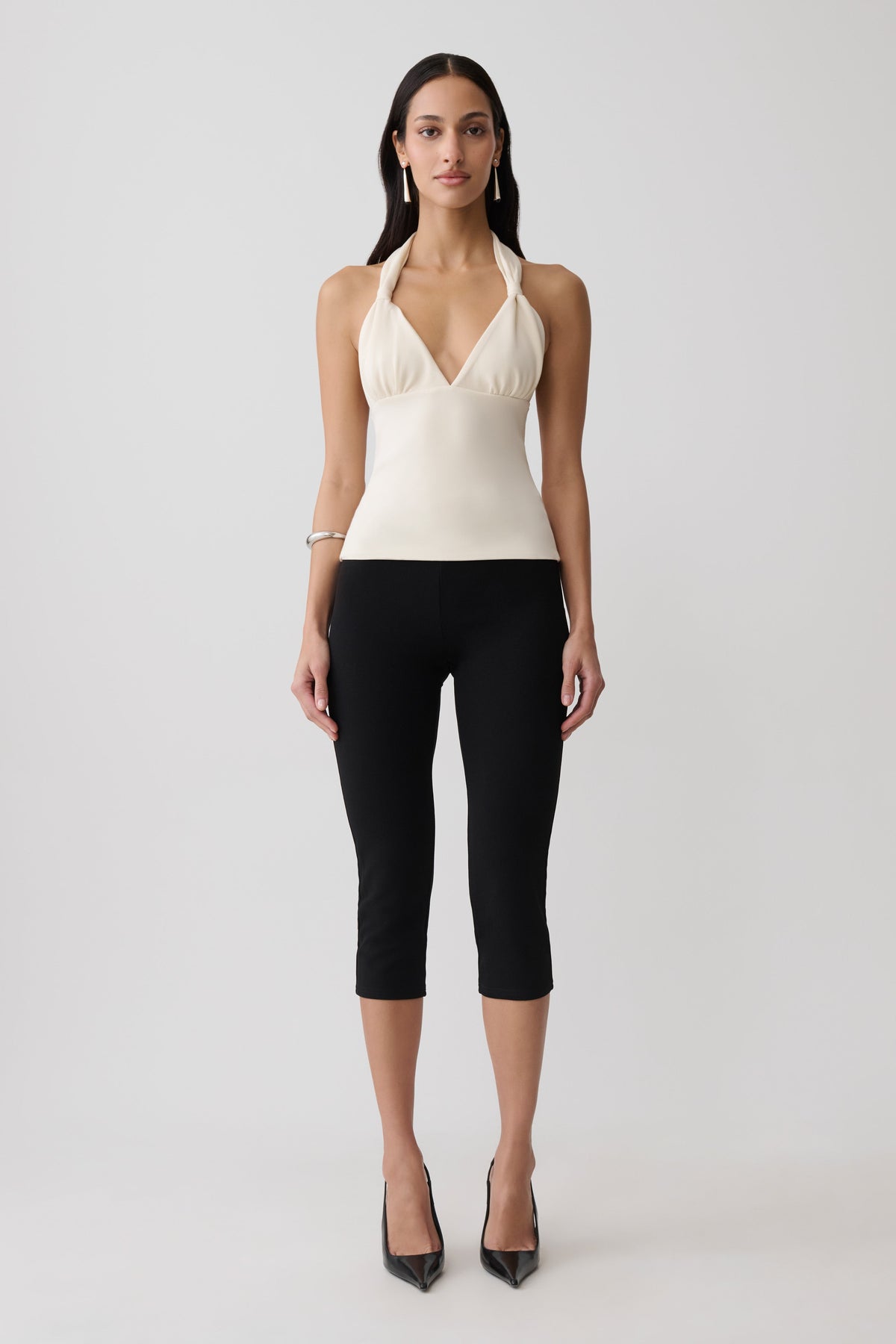 Angelina Scuba Halter Top - Ivory