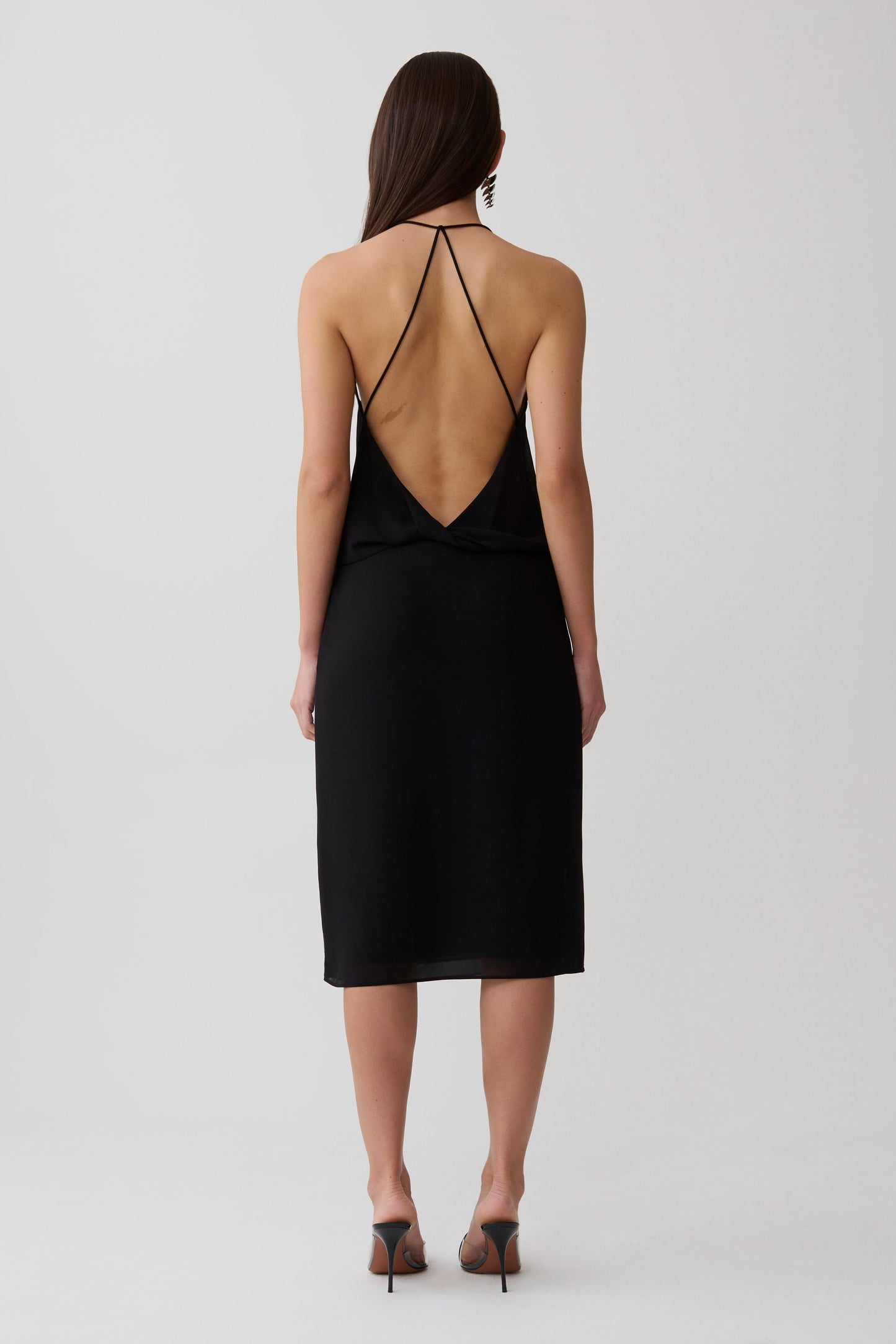 Amelia Low Back Chiffon Top - Black