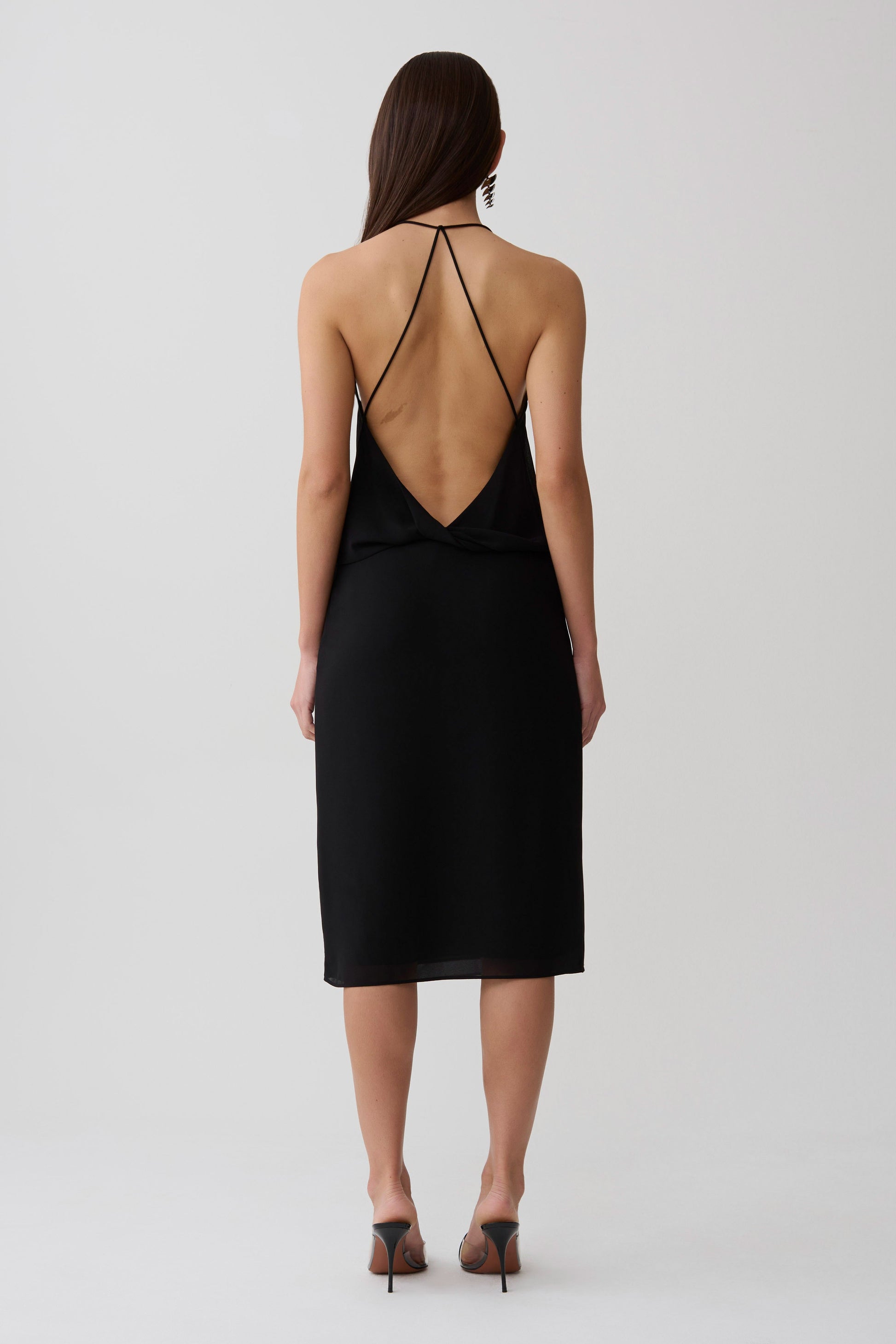 Amelia Low Back Chiffon Top - Black #5