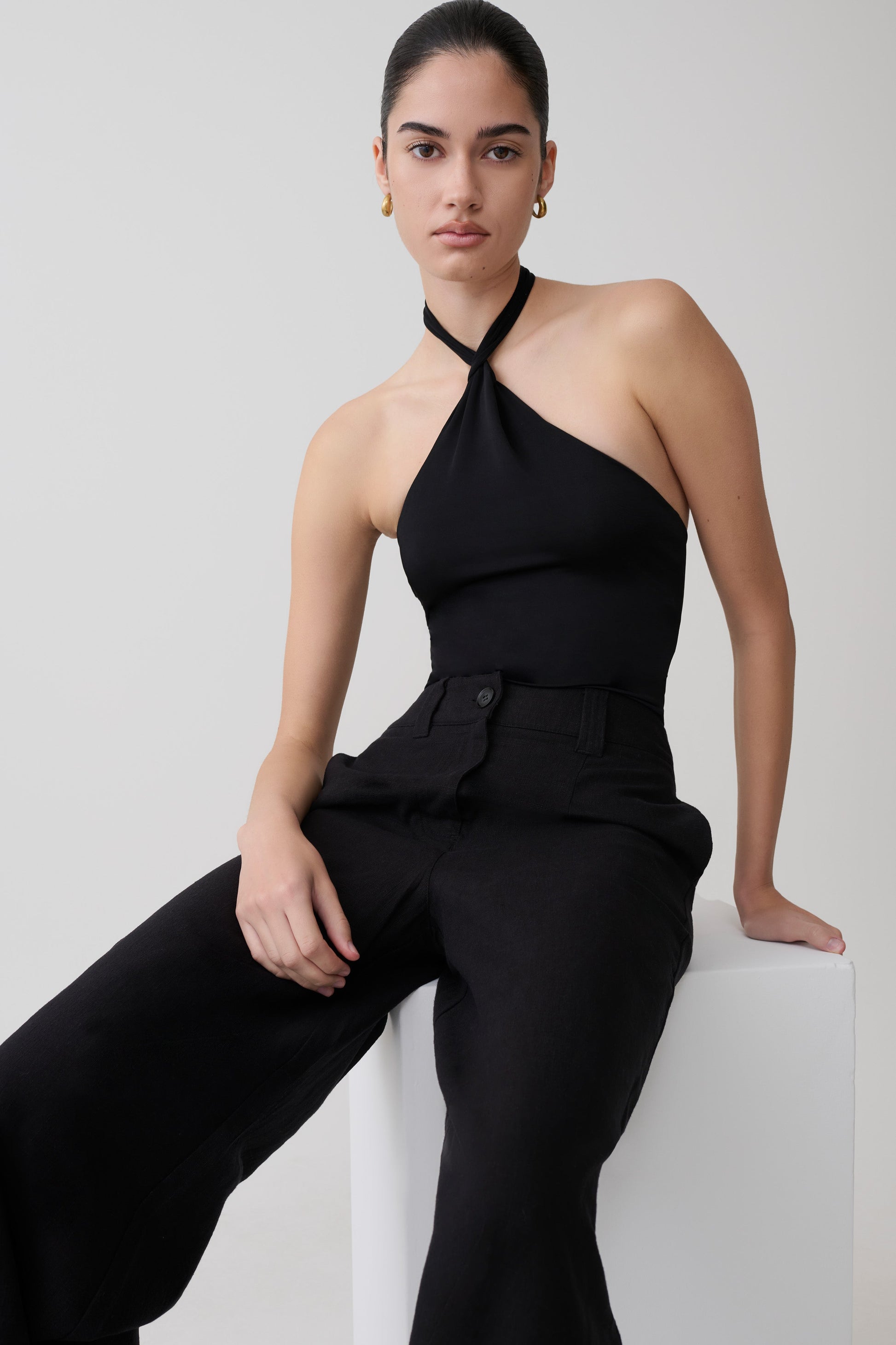 Bambi Twisted Neck Bodysuit - Black #3