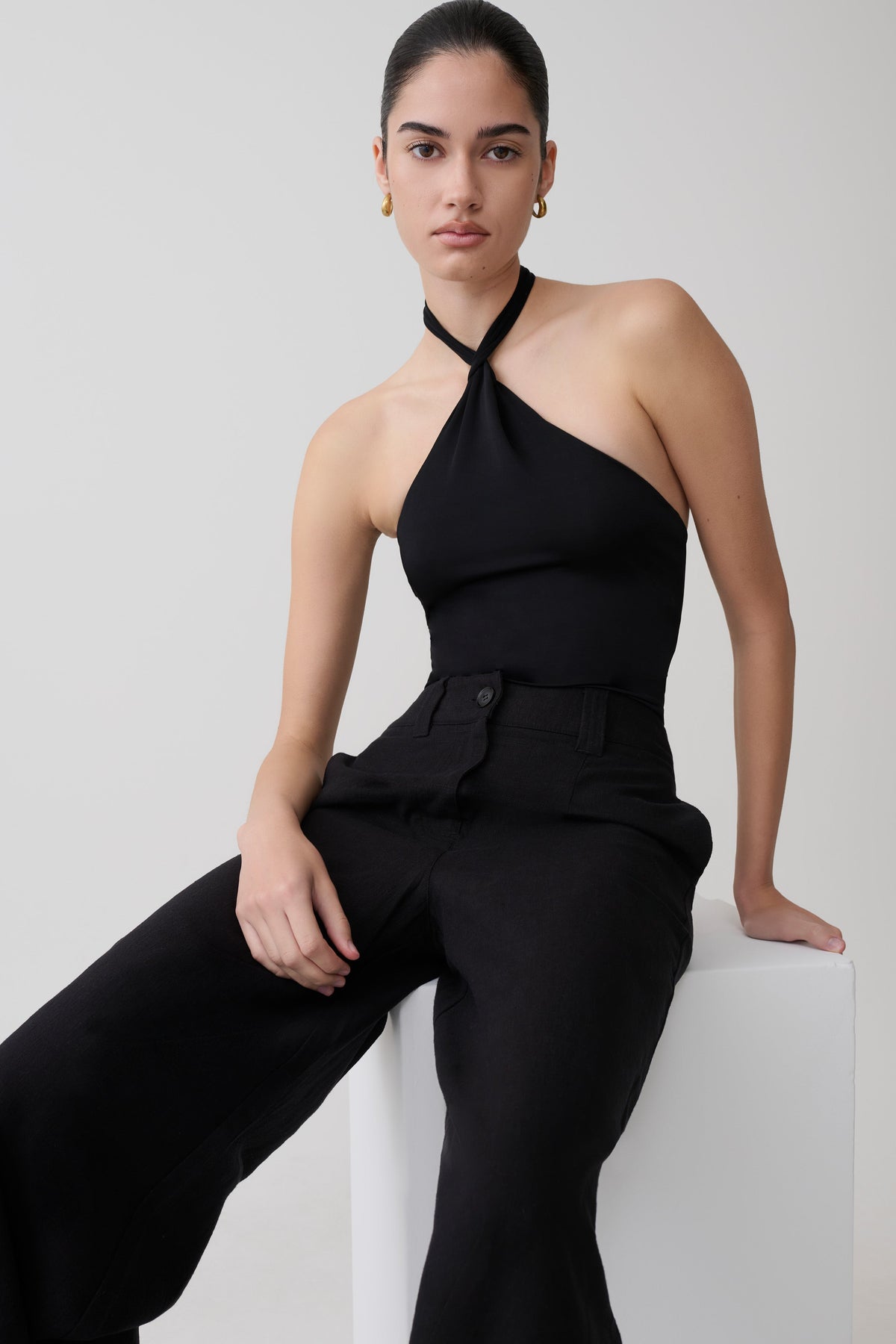Bambi Twisted Neck Bodysuit - Black #3