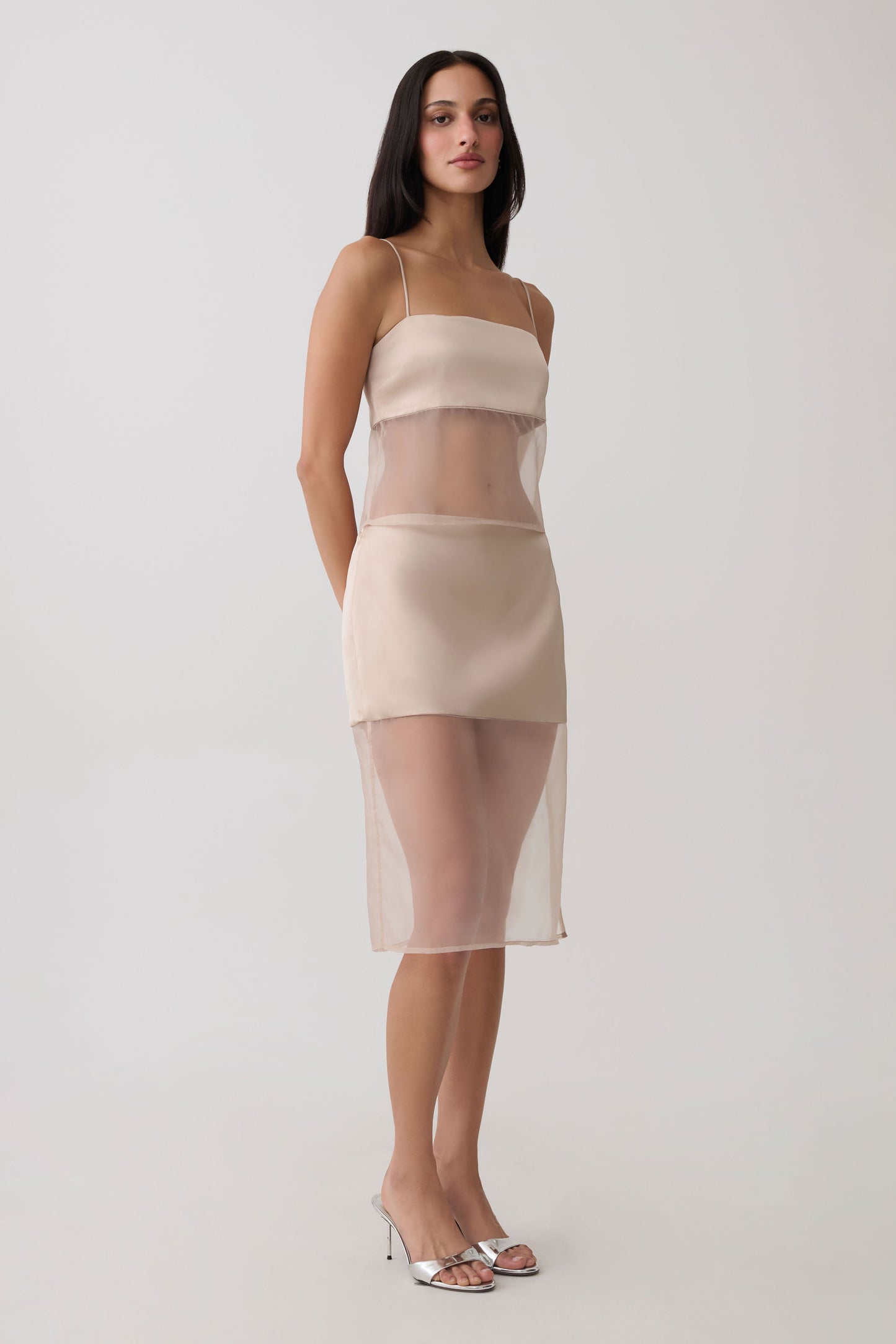 Claudia Sheer Midi Skirt - Sand