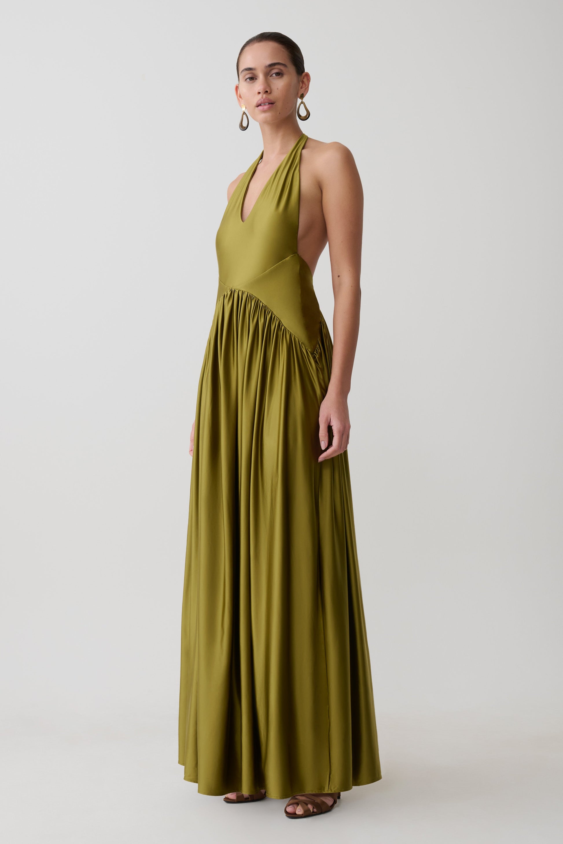 Cypress Halter Maxi Dress - Olive #4