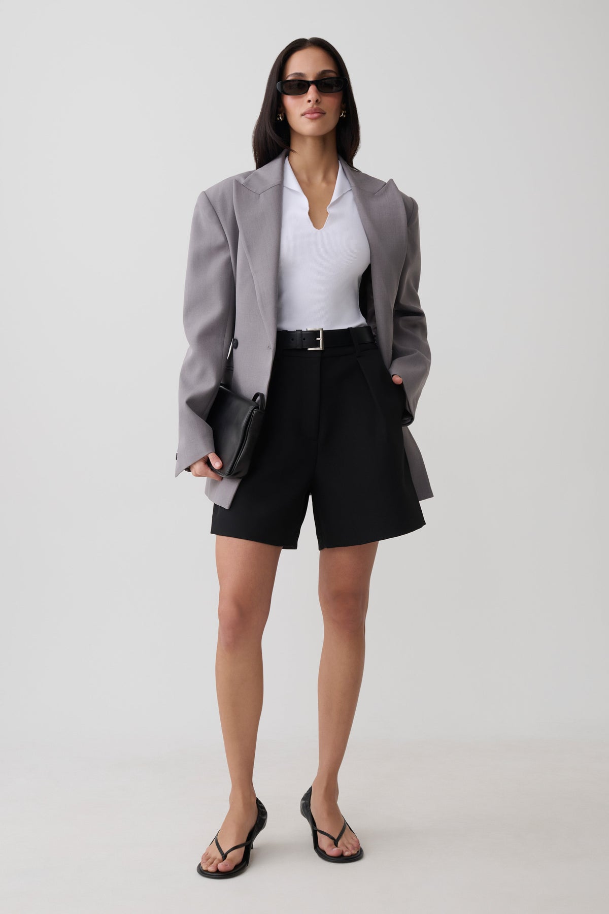 Dominique Pleated Suiting Shorts - Black #7