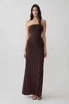 Pia Ribbed Strapless Maxi Dress - Chocolate