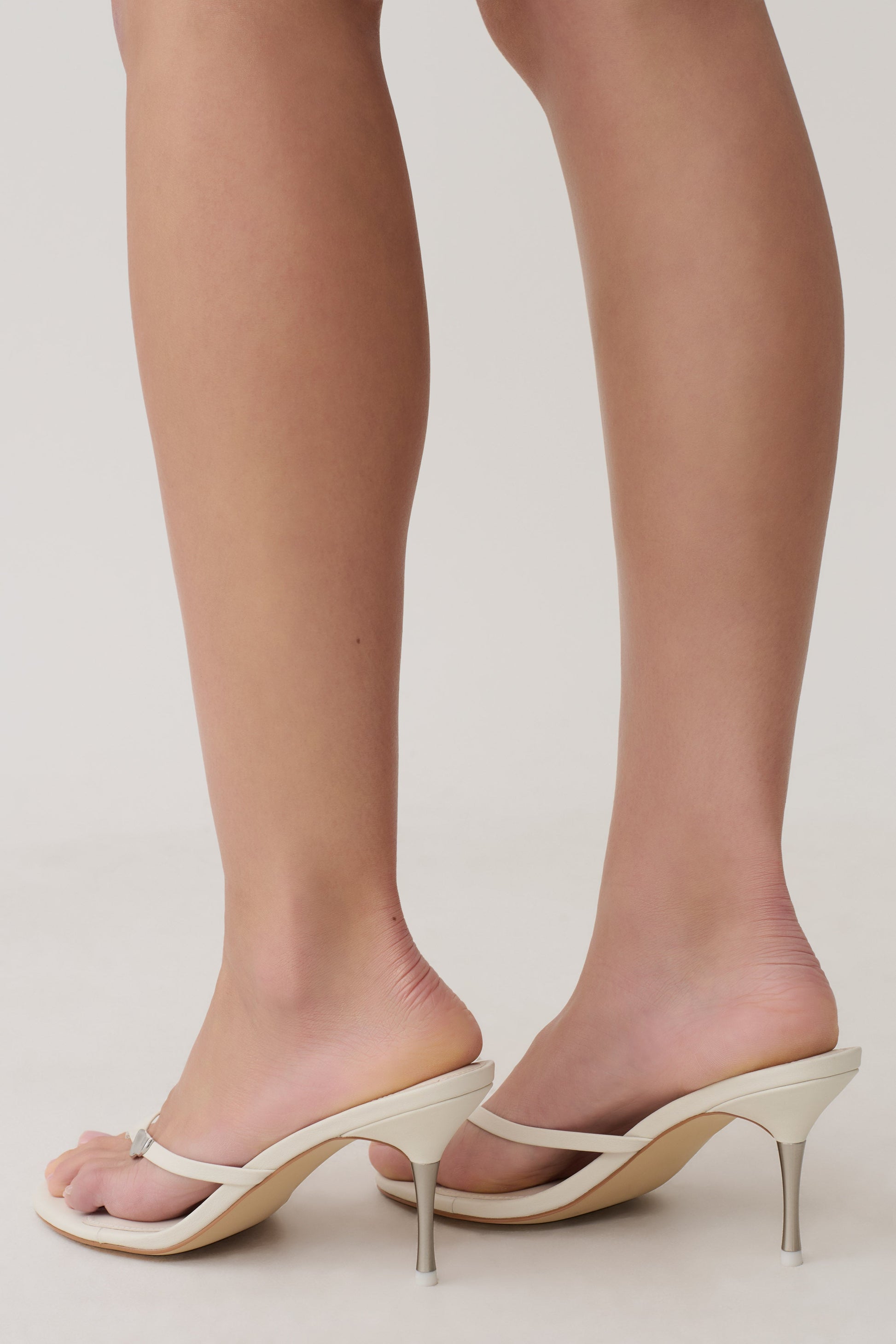 Elaria Thong Heels With Hardware - Ivory #3