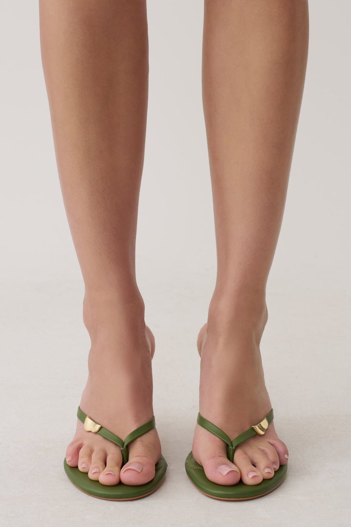 Elaria Thong Heels With Hardware - Martini Olive #5