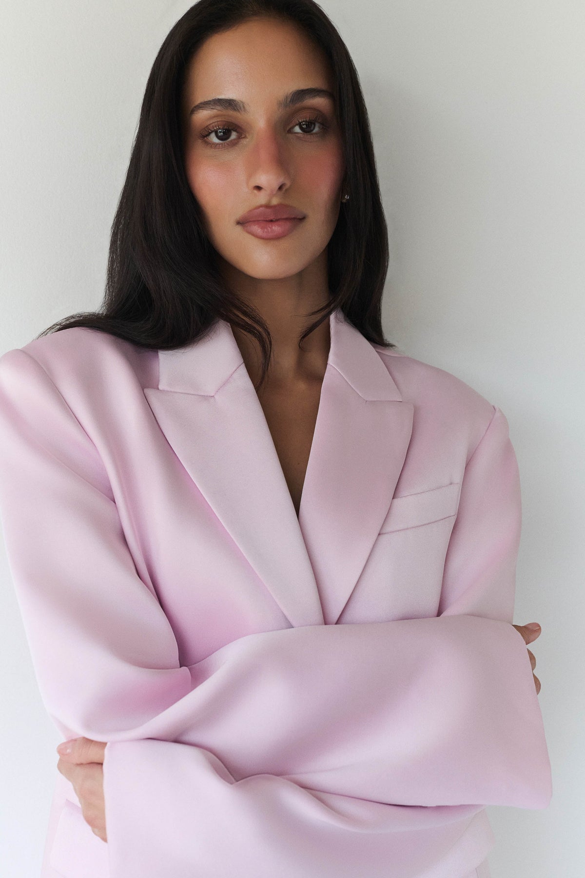 Alicia Structured Satin Blazer - Baby Pink #6