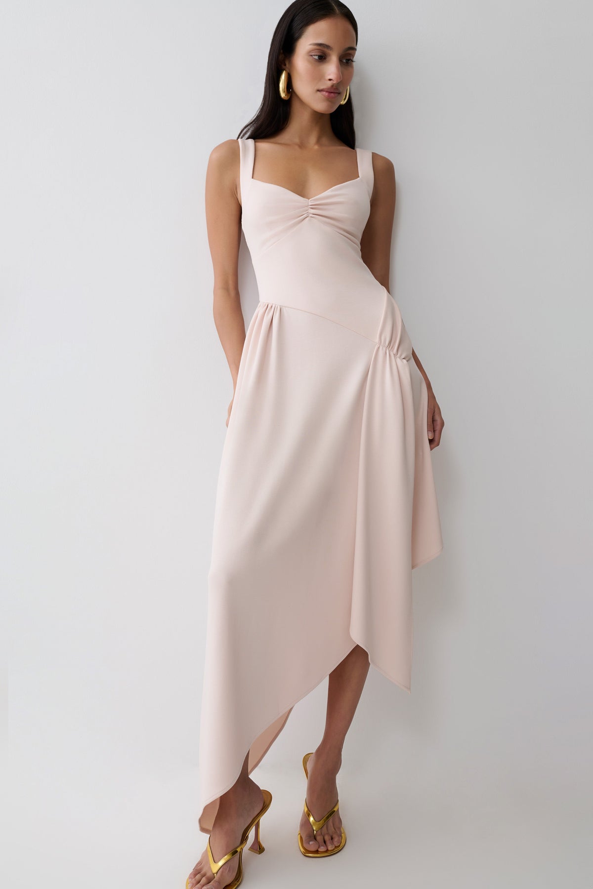 Cellini Asymmetric Hem Midi Dress - Muted Pink #3