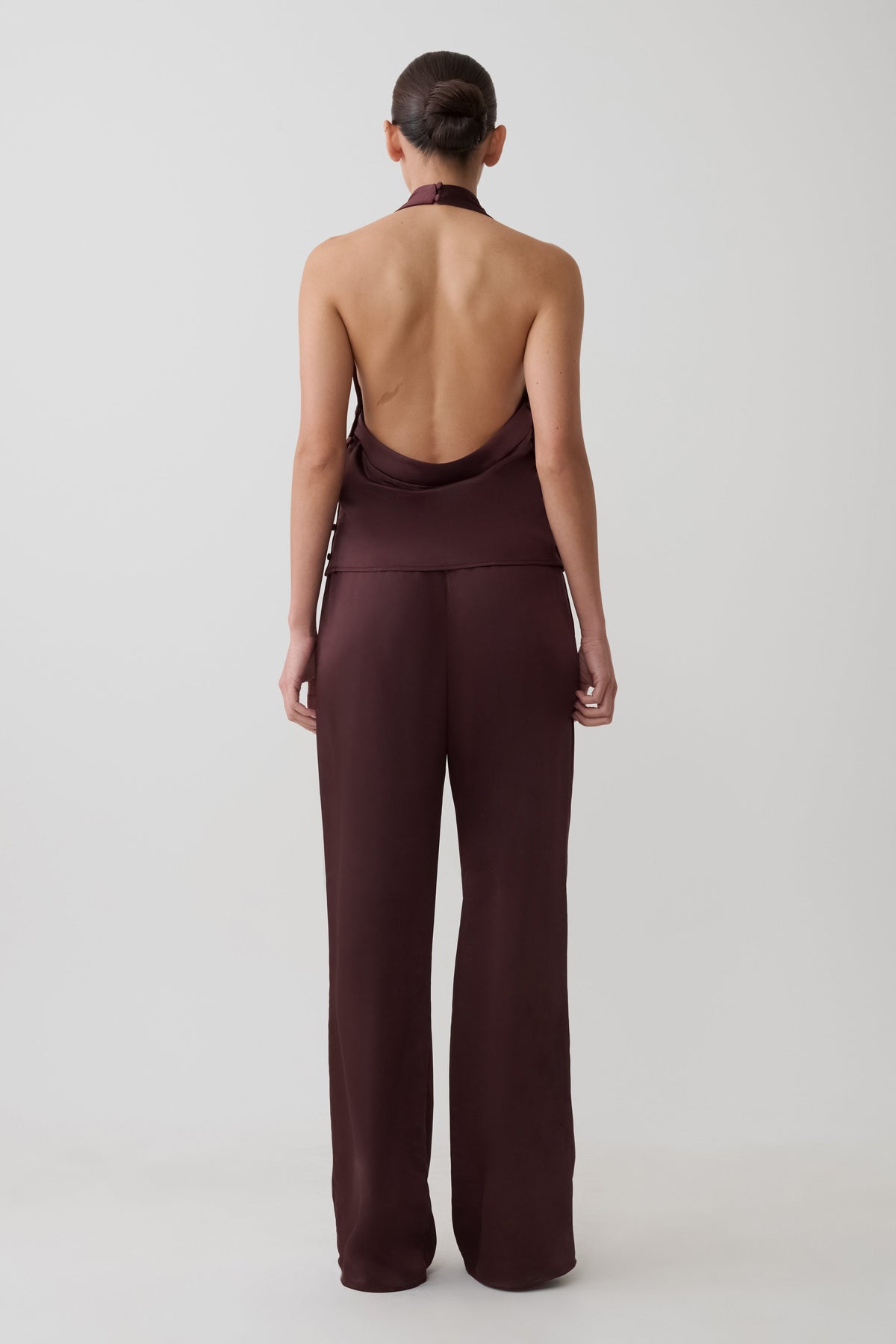 Danica Straight Leg Satin Pants - Mahogany #6