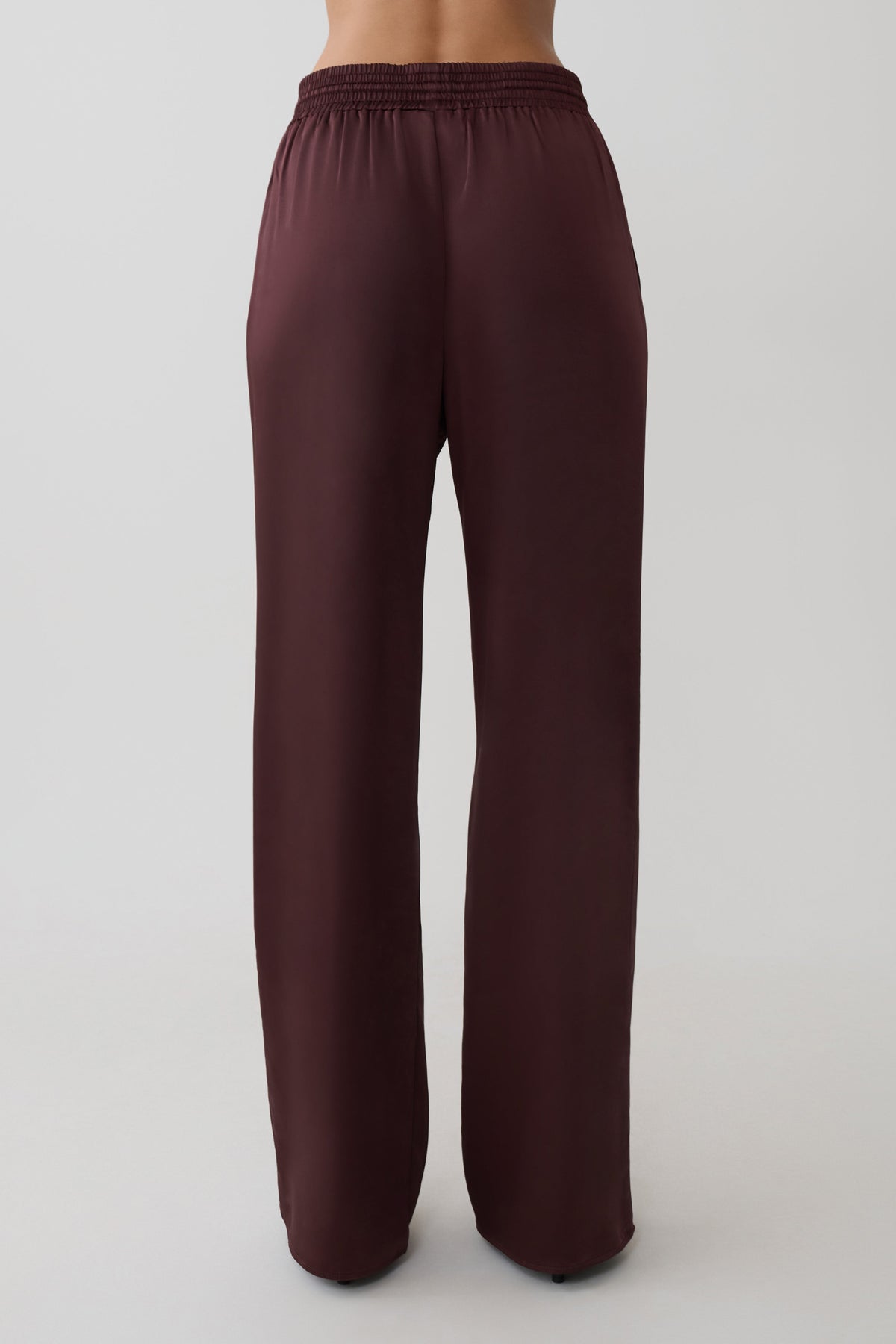 Danica Straight Leg Satin Pants - Mahogany #3