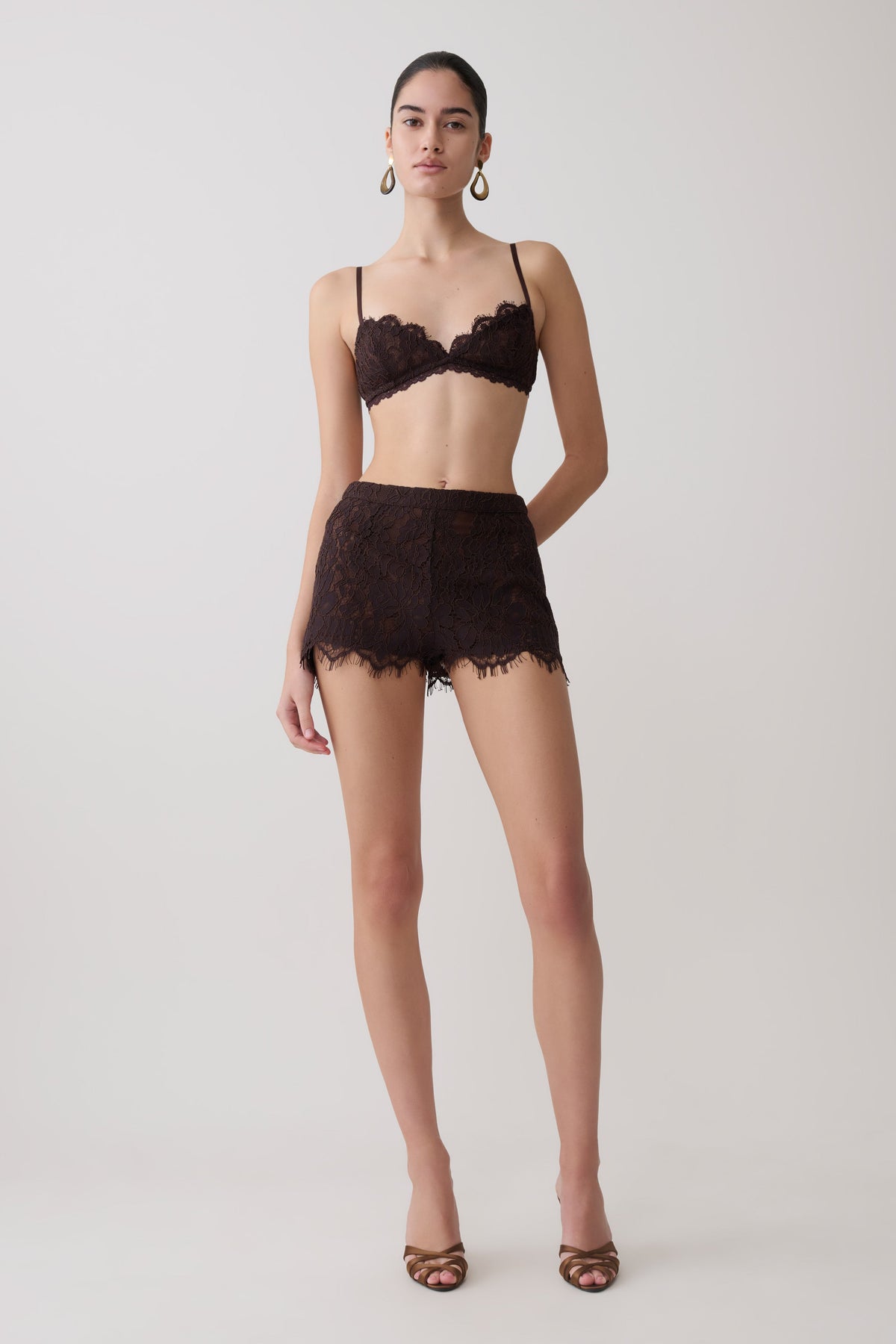 Gigi Lace Mini Shorts - Dark Chocolate #4