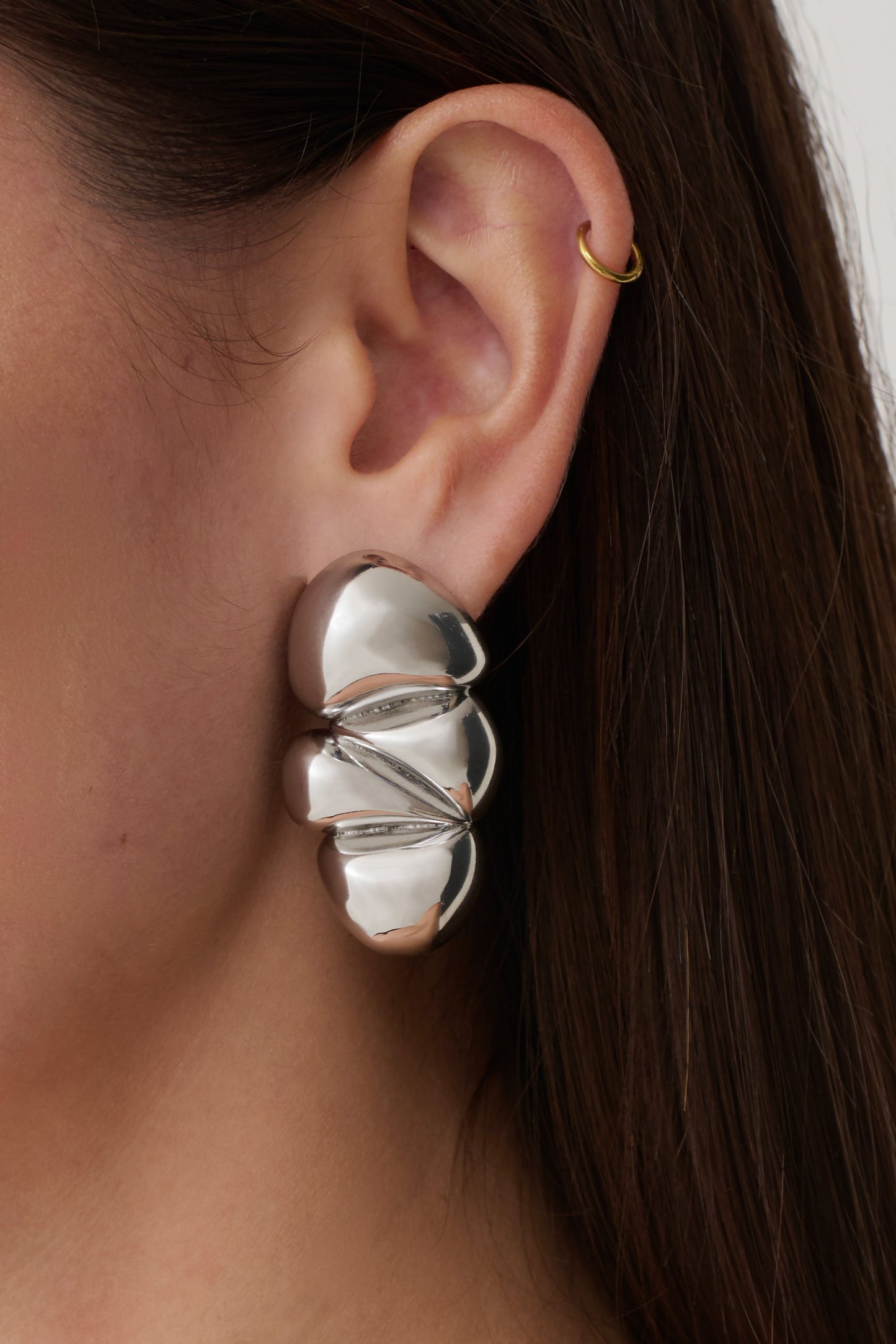 Marney Four-Stack Pebble Earrings - Silver
