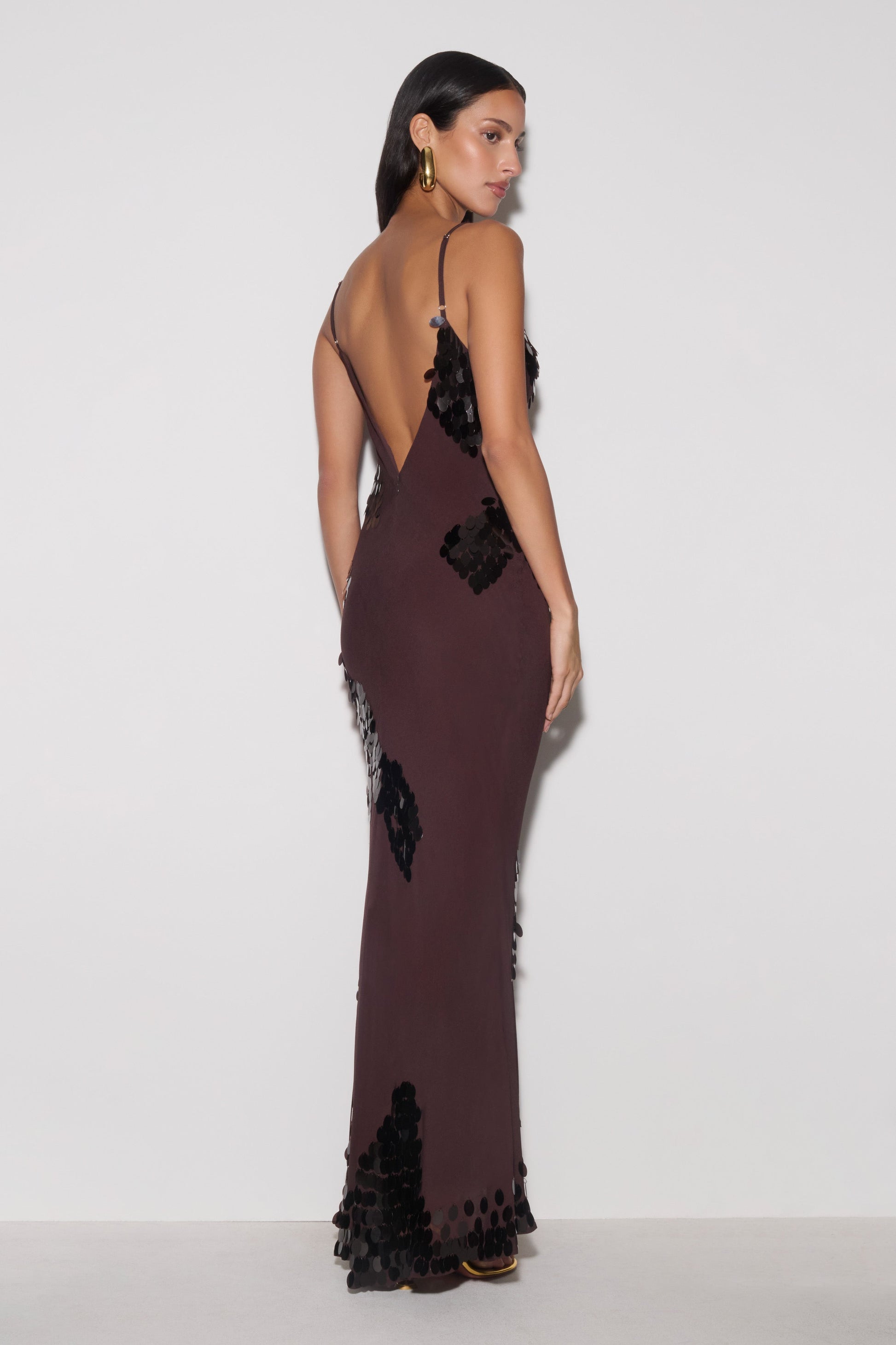 Josette Sequin & Chiffon Maxi Dress - Dark Chocolate #5