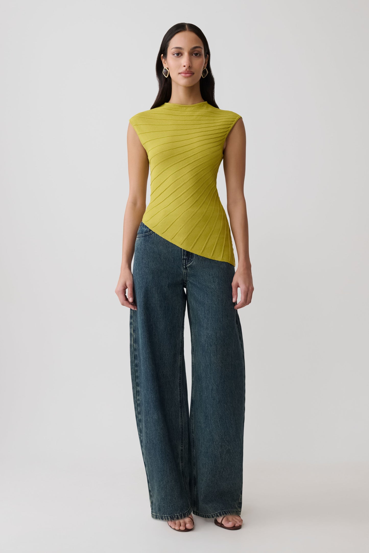Marylee Knit Ribbed Sleeveless Top - Olive