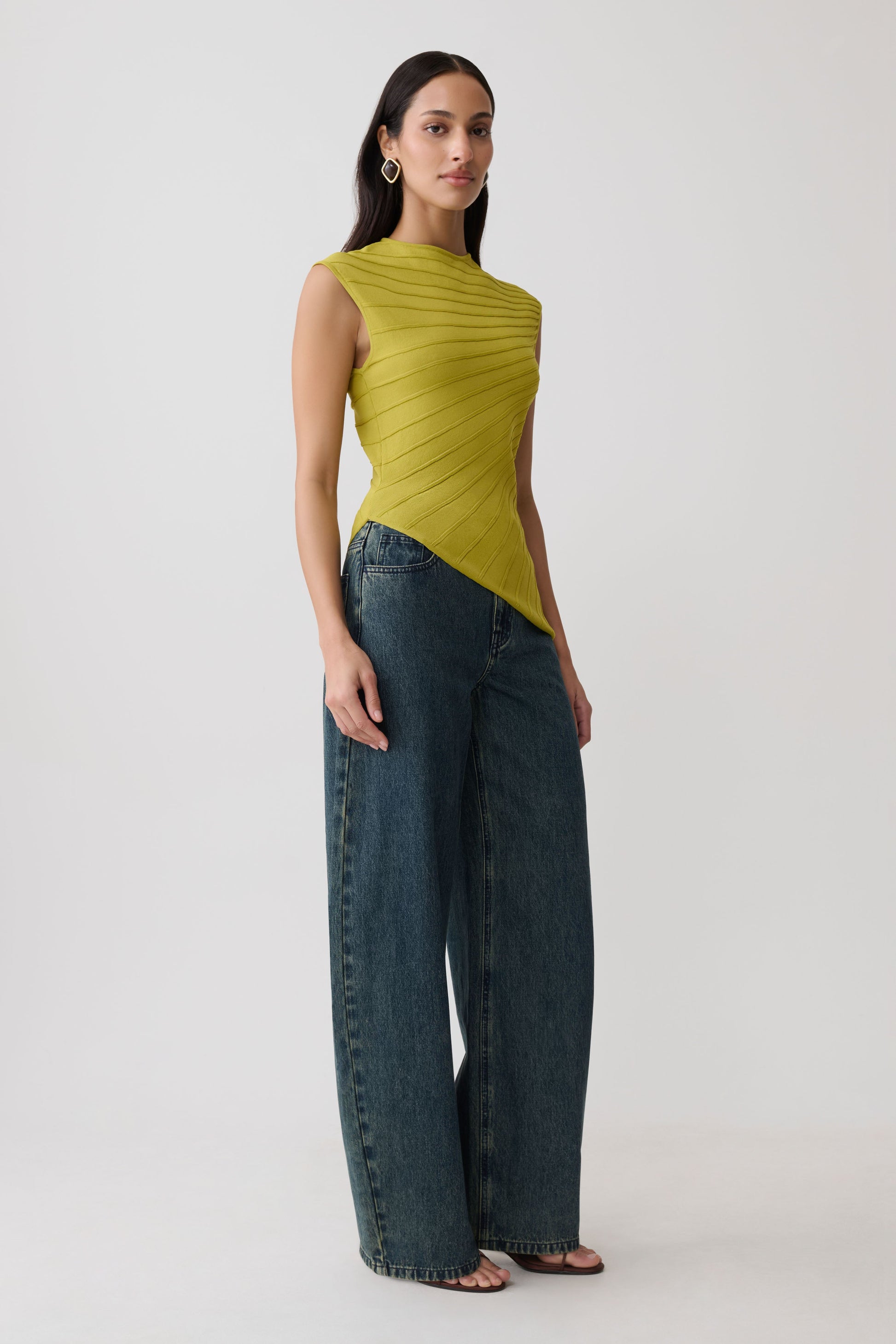 Marylee Knit Ribbed Sleeveless Top - Olive #4