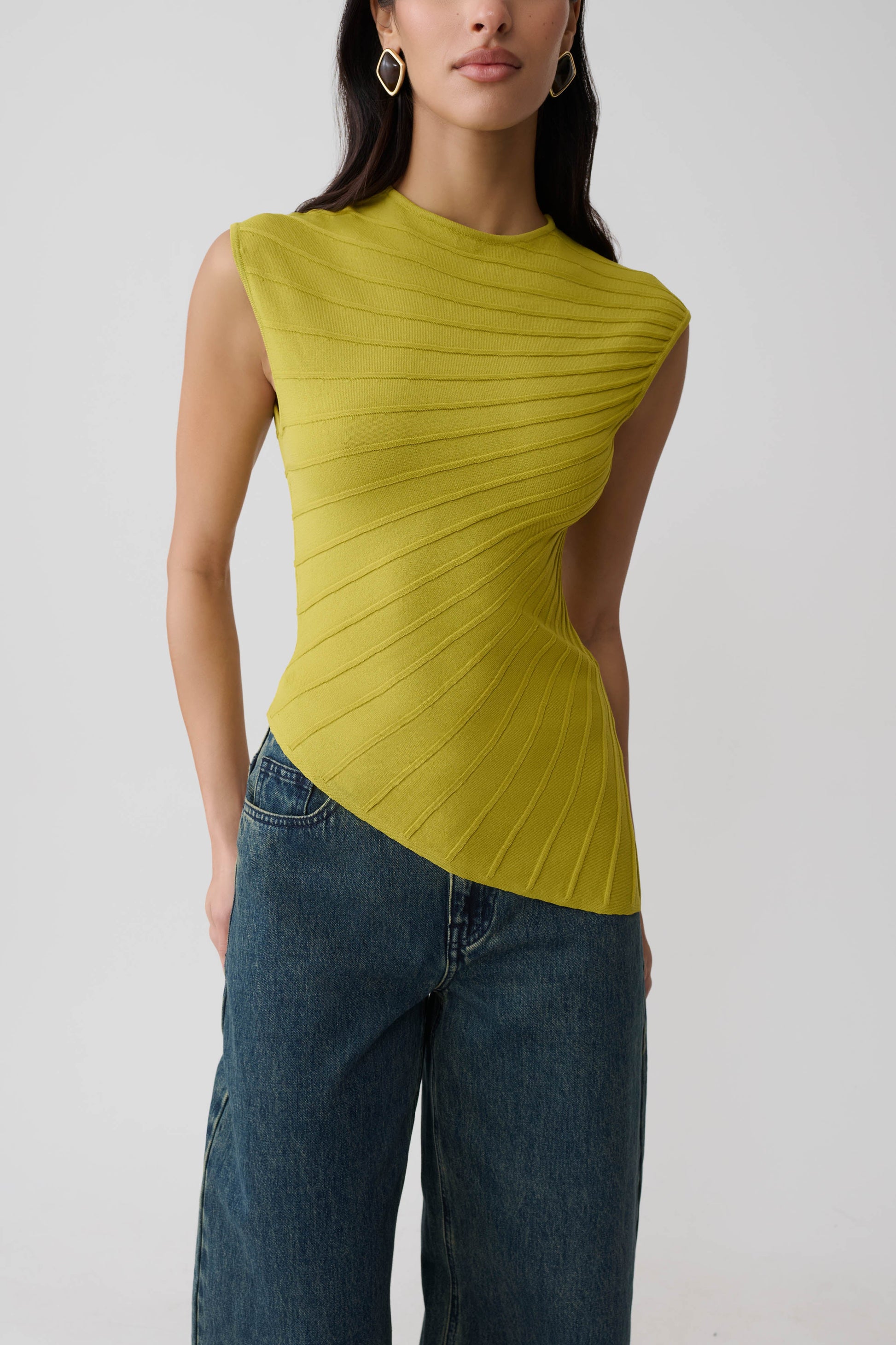 Marylee Knit Ribbed Sleeveless Top - Olive