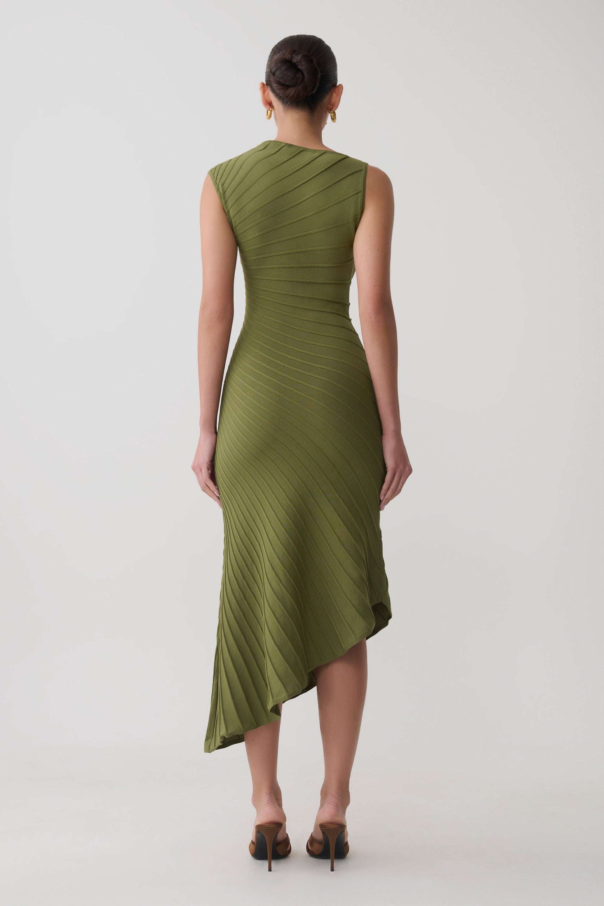 Milasandra Pleated Knit Dress - Olive #2
