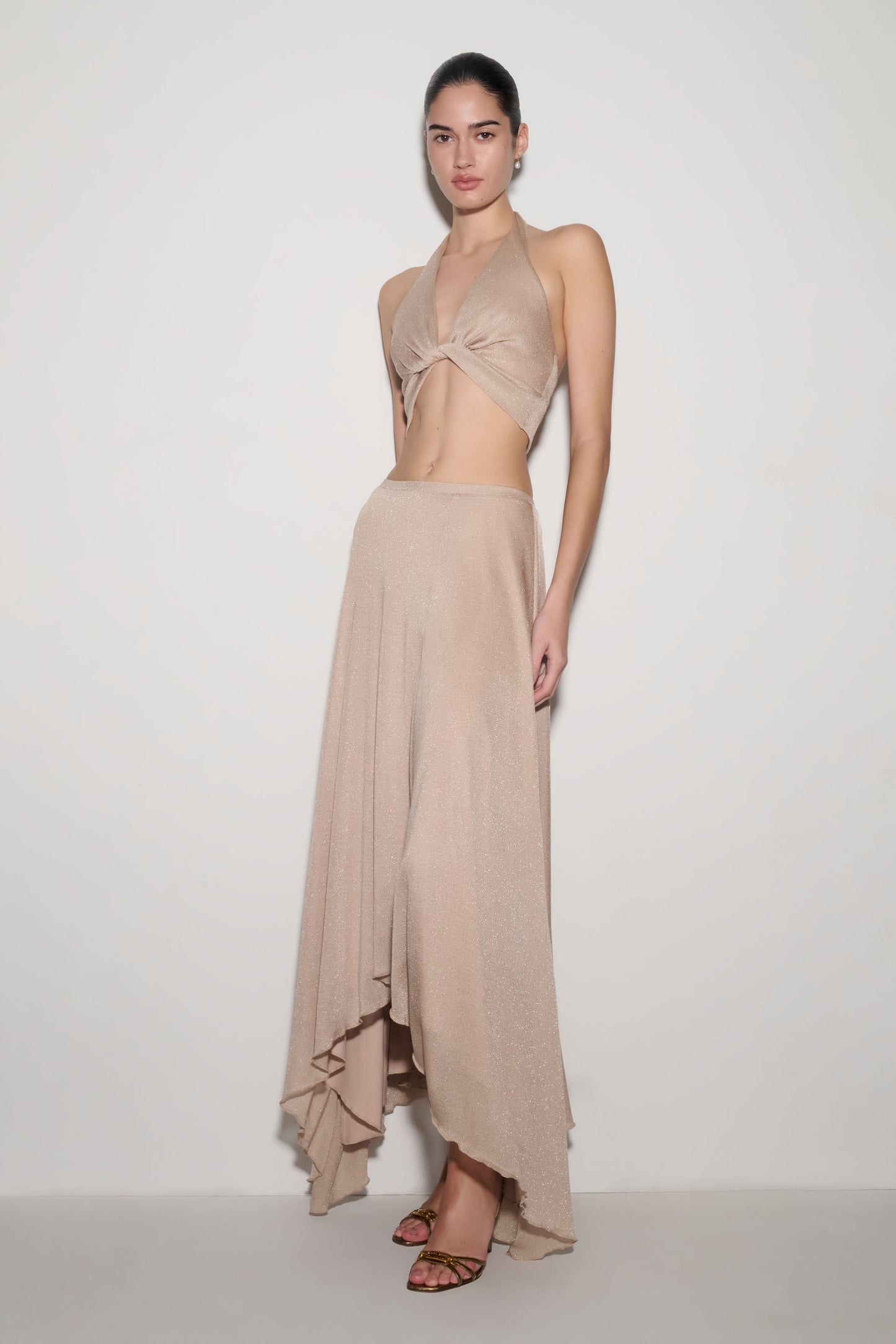 Nola Lurex Maxi Skirt - Gold