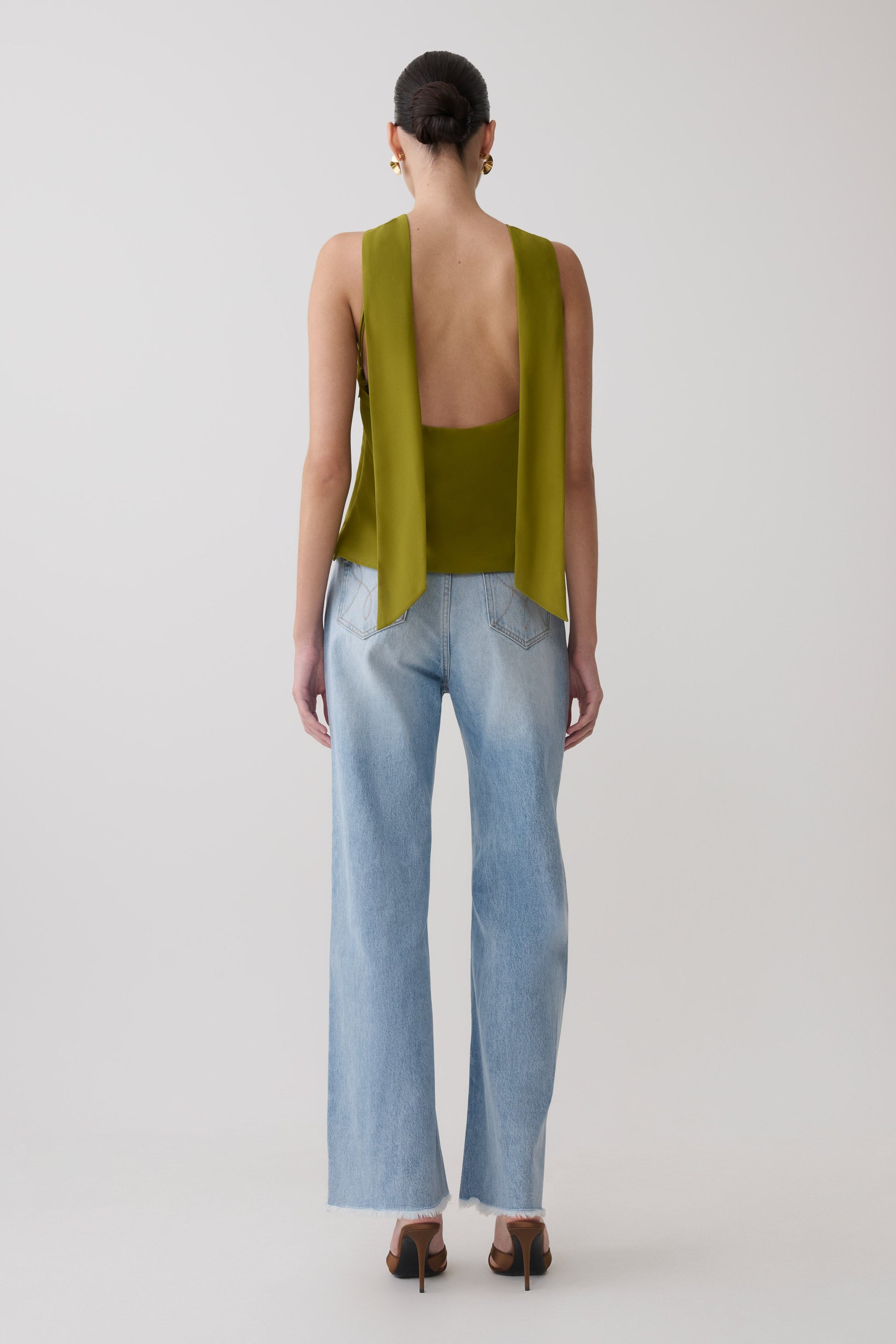 Nora Halter Chiffon Top - Olive #5