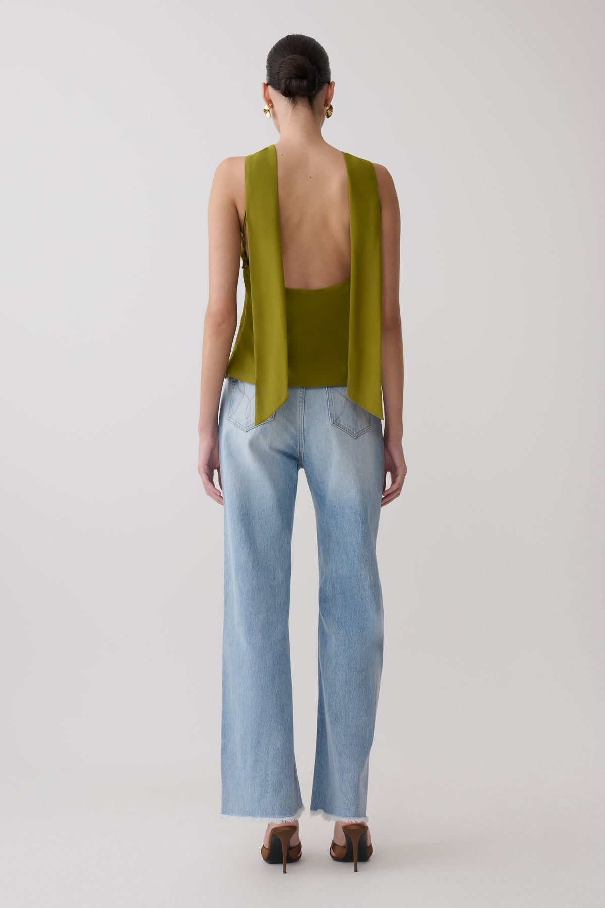Nora Halter Chiffon Top - Olive #5