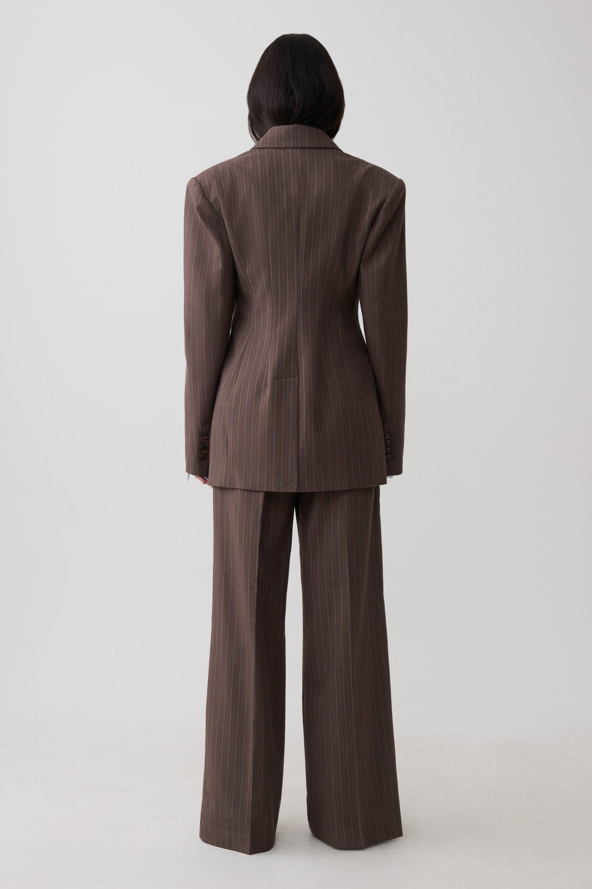 Phoebe Double Breasted Blazer - Brown Stripe #4