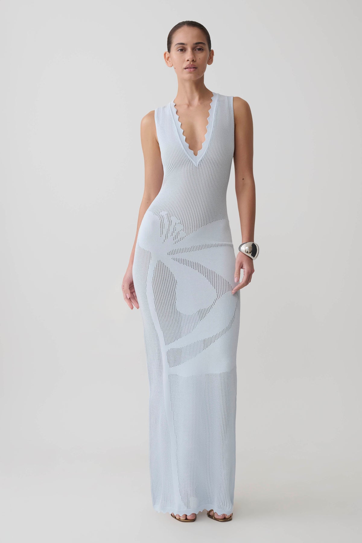 Pippa Floral Knit Maxi Dress - Light Blue #5