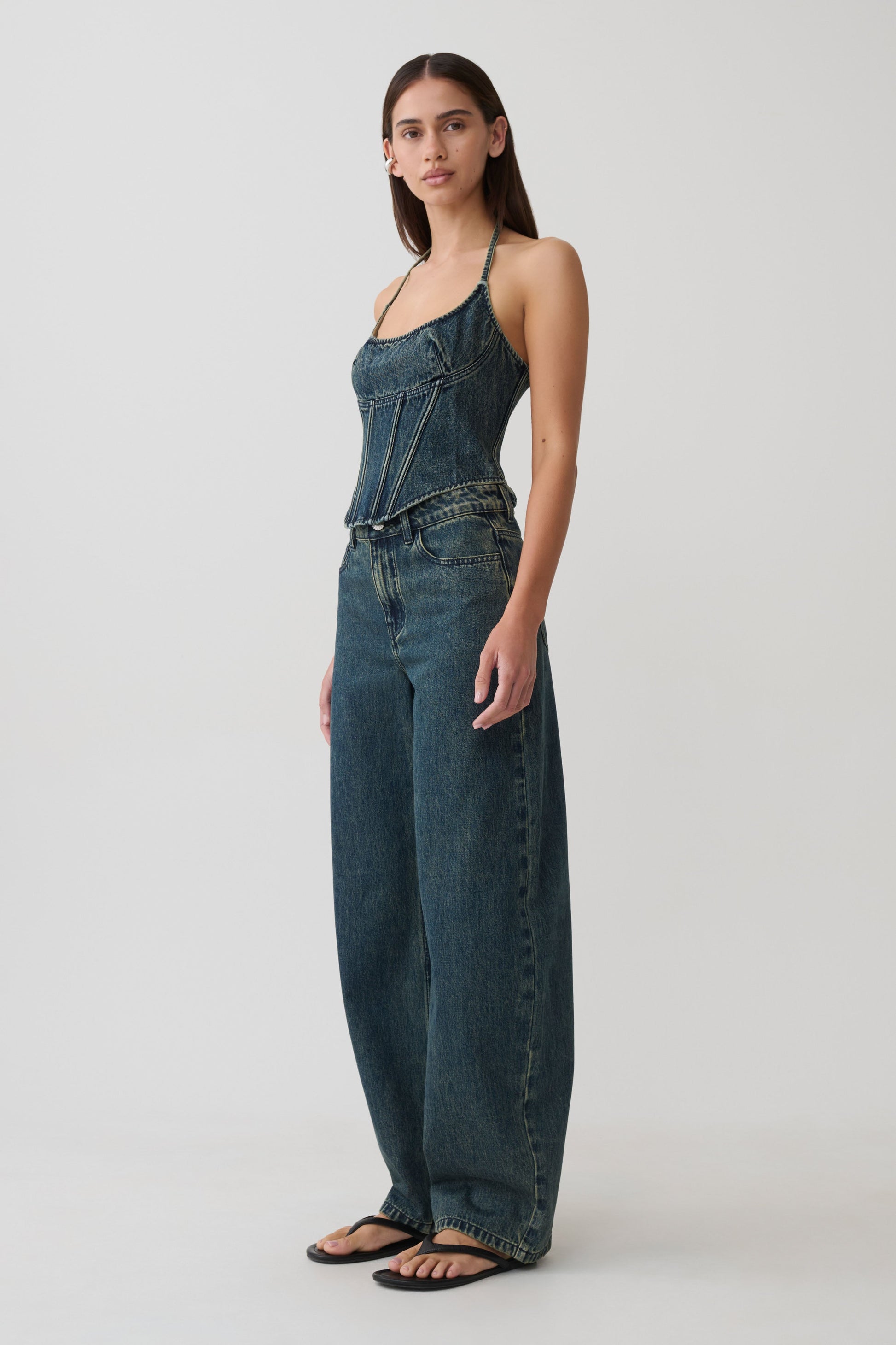 Stephanie Barrel Denim Jeans - Vintage Blue #4