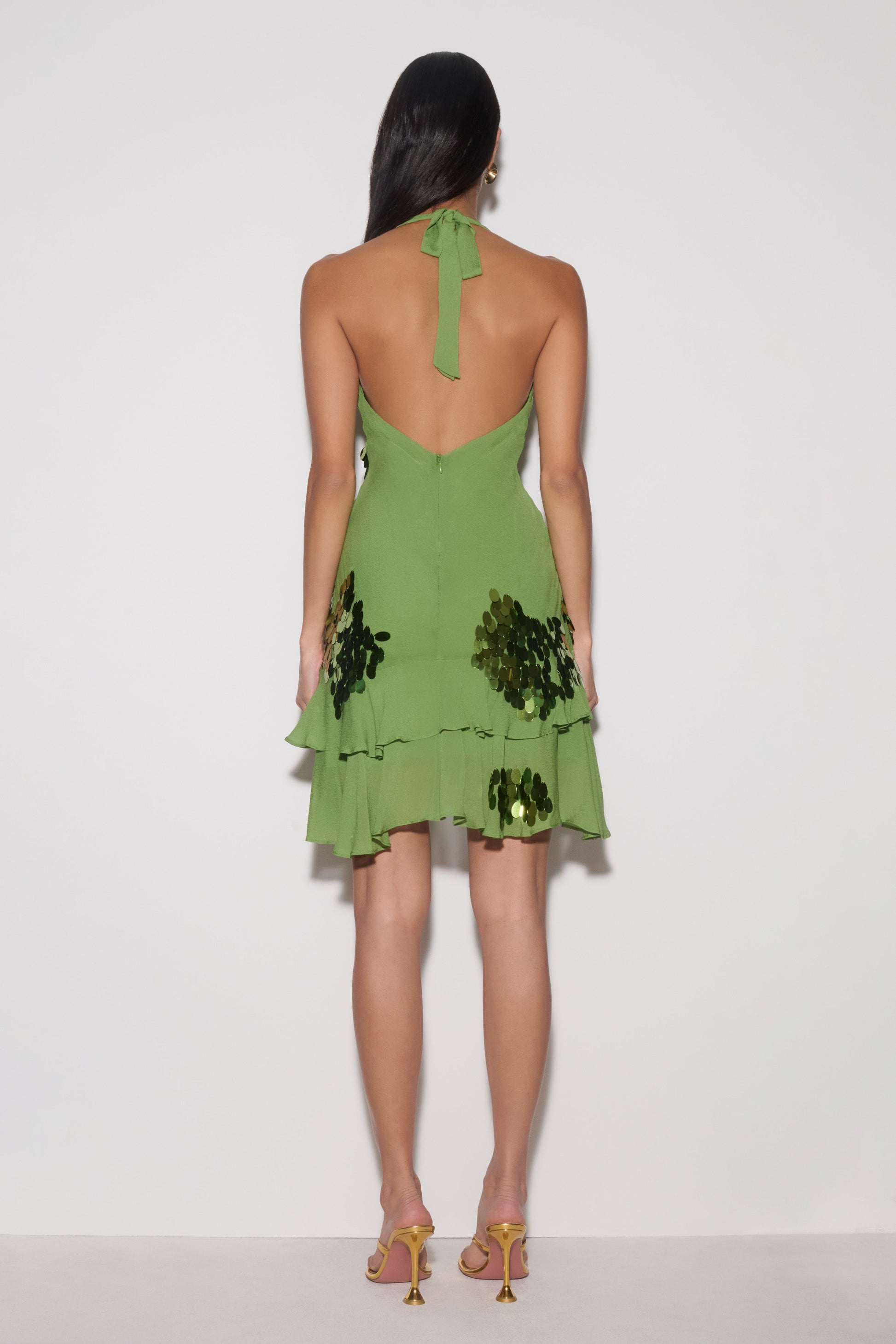 Aaliyah Sequin & Chiffon Mini Dress - Green #2