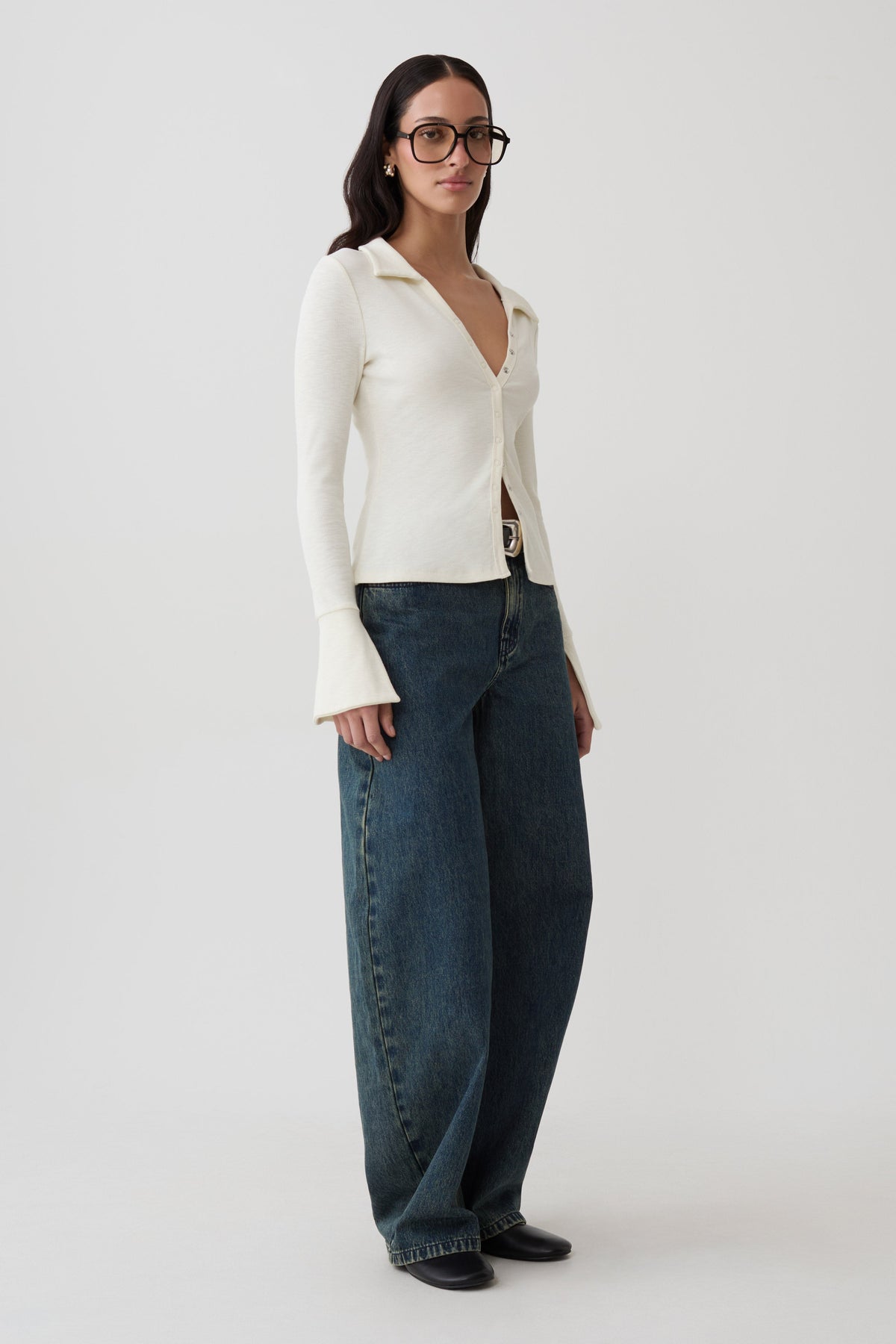 Analisa Button Down Long Sleeve Top - Ivory #5